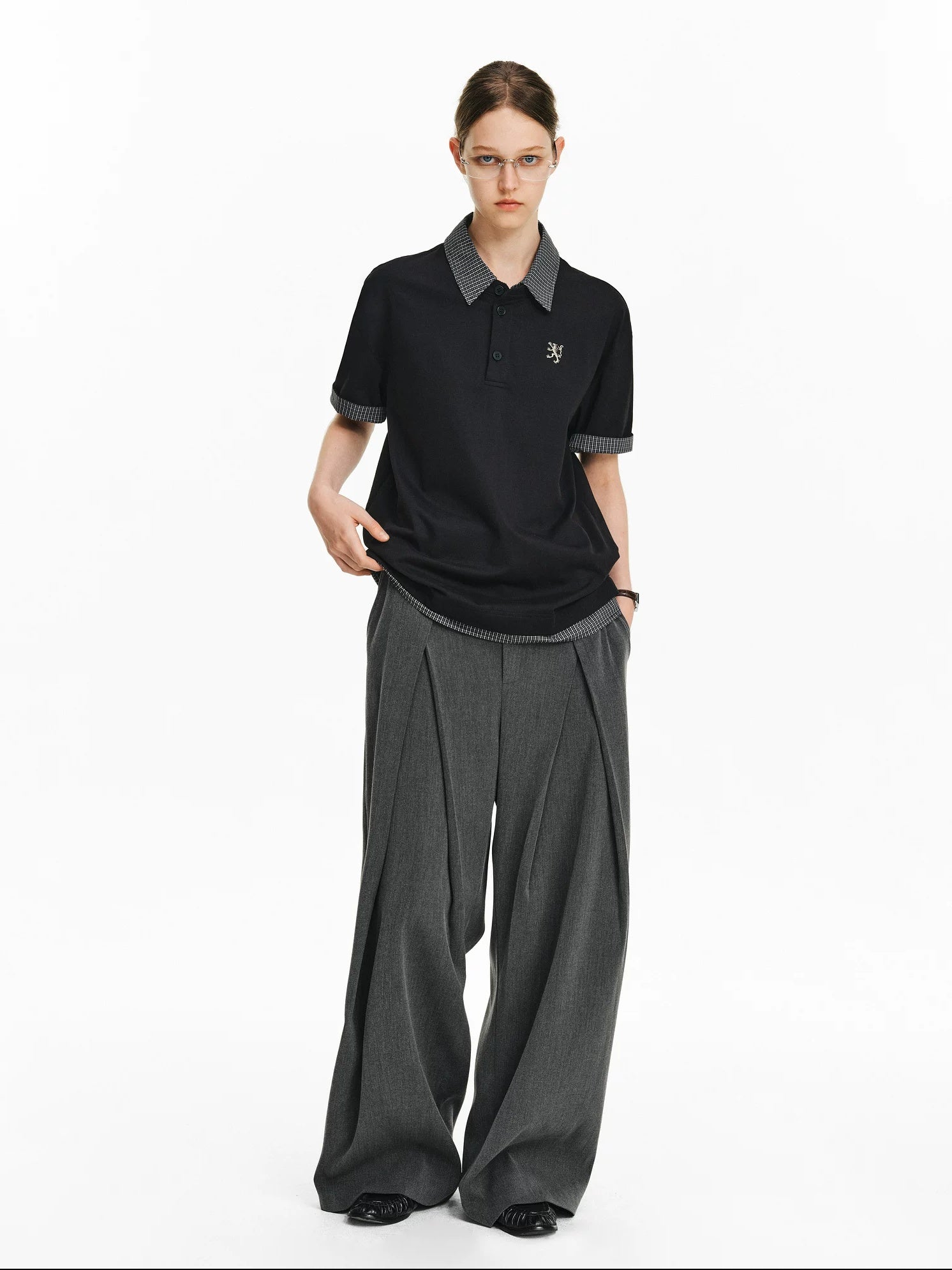 PCLP 100% Cotton Loose Modern Short Sleeve Casual Women Black Gray T-Shirt