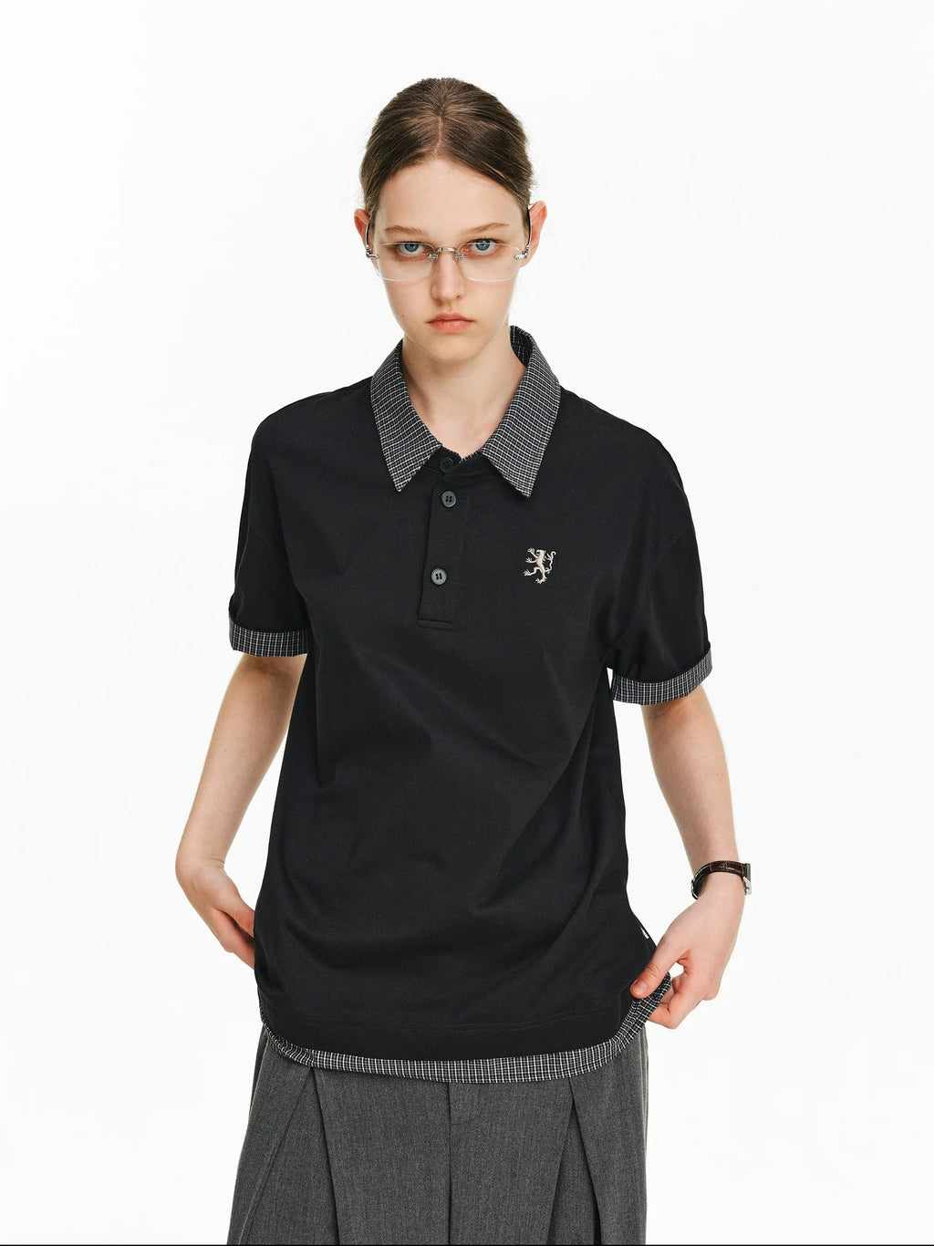 PCLP 100% Cotton Loose Modern Short Sleeve Casual Women Black Gray T-Shirt