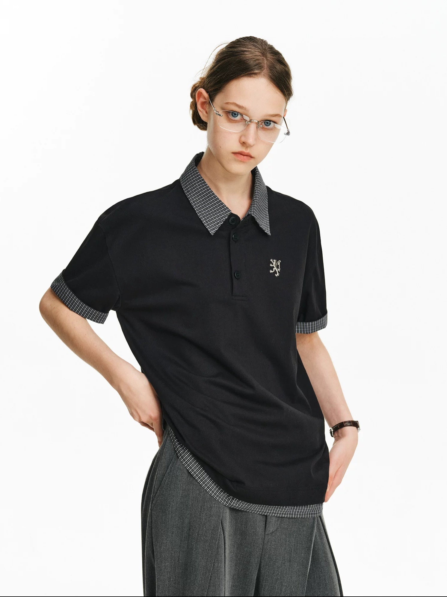 PCLP 100% Cotton Loose Modern Short Sleeve Casual Women Black Gray T-Shirt