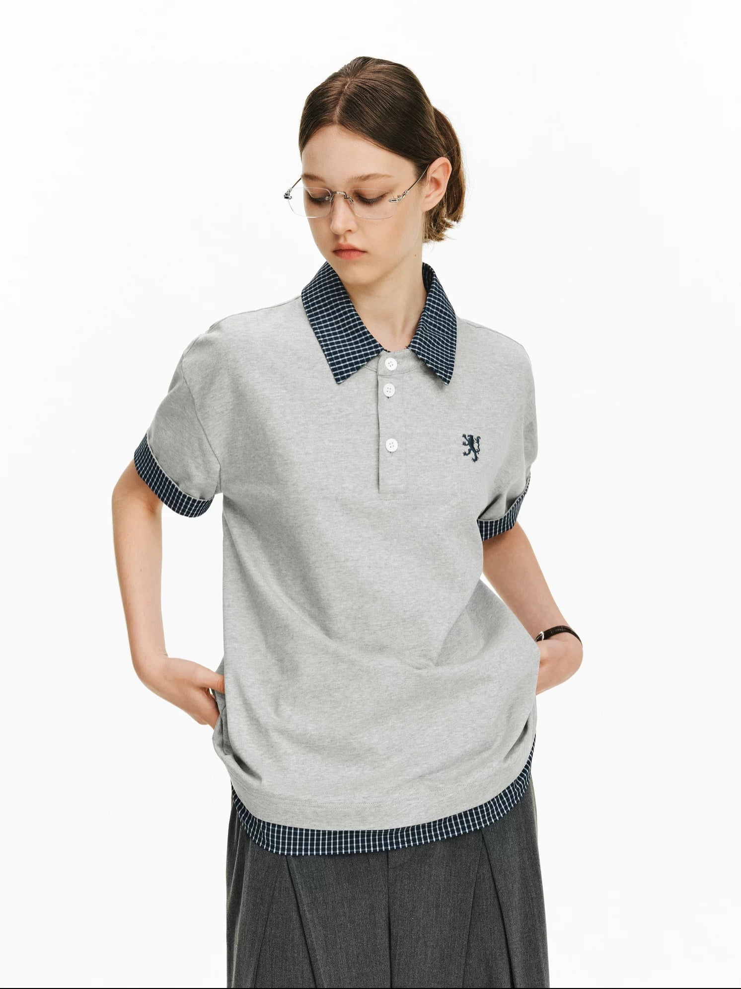 PCLP 100% Cotton Loose Modern Short Sleeve Casual Women Black Gray T-Shirt