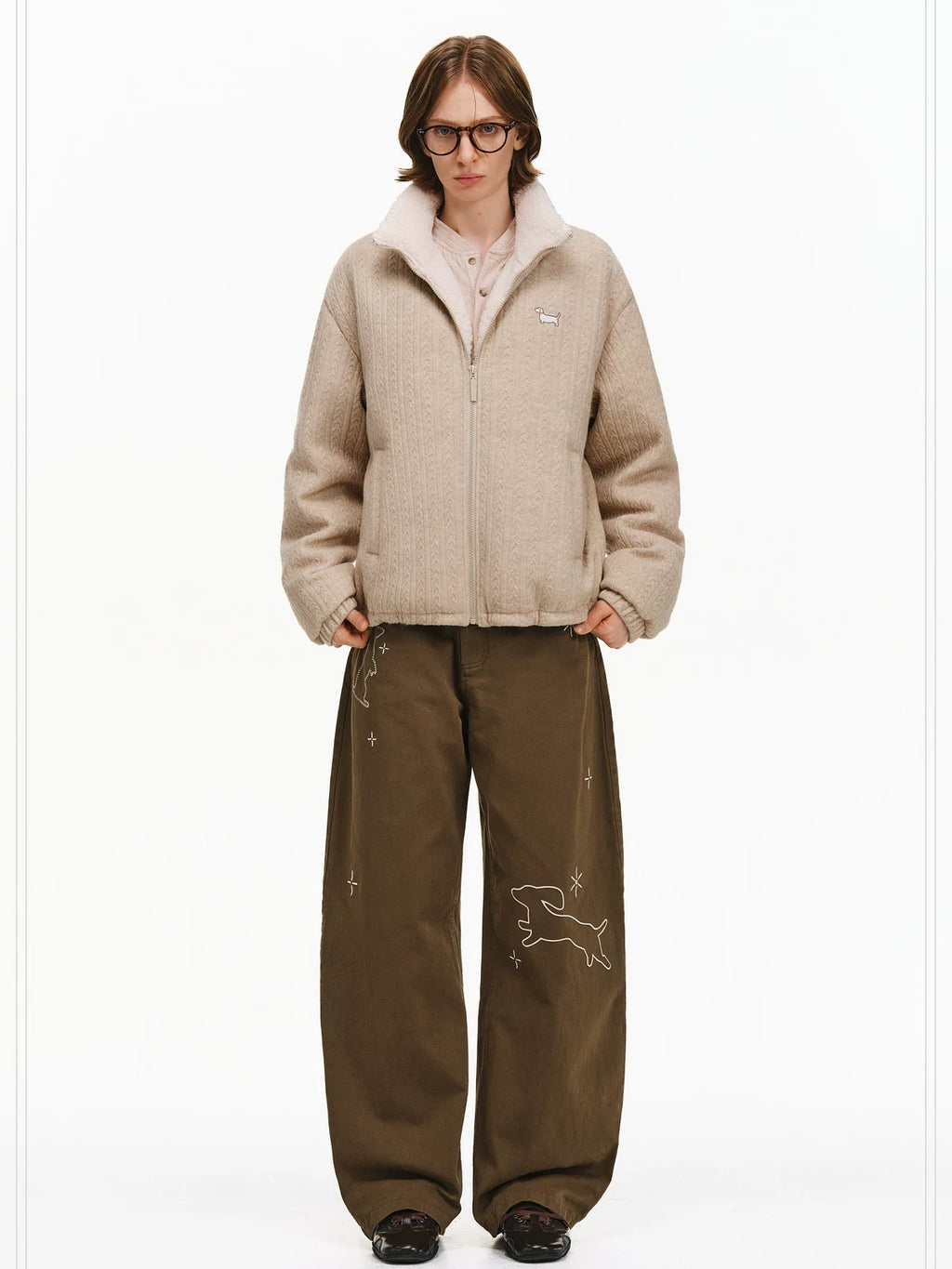 PCLP 100 Percent Cotton Mid Rise Button Fly Loose Wide Leg Animal Print Women Pants