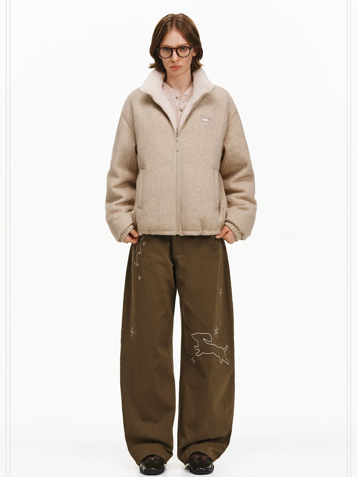 PCLP 100 Percent Cotton Mid Rise Button Fly Loose Wide Leg Animal Print Women Pants