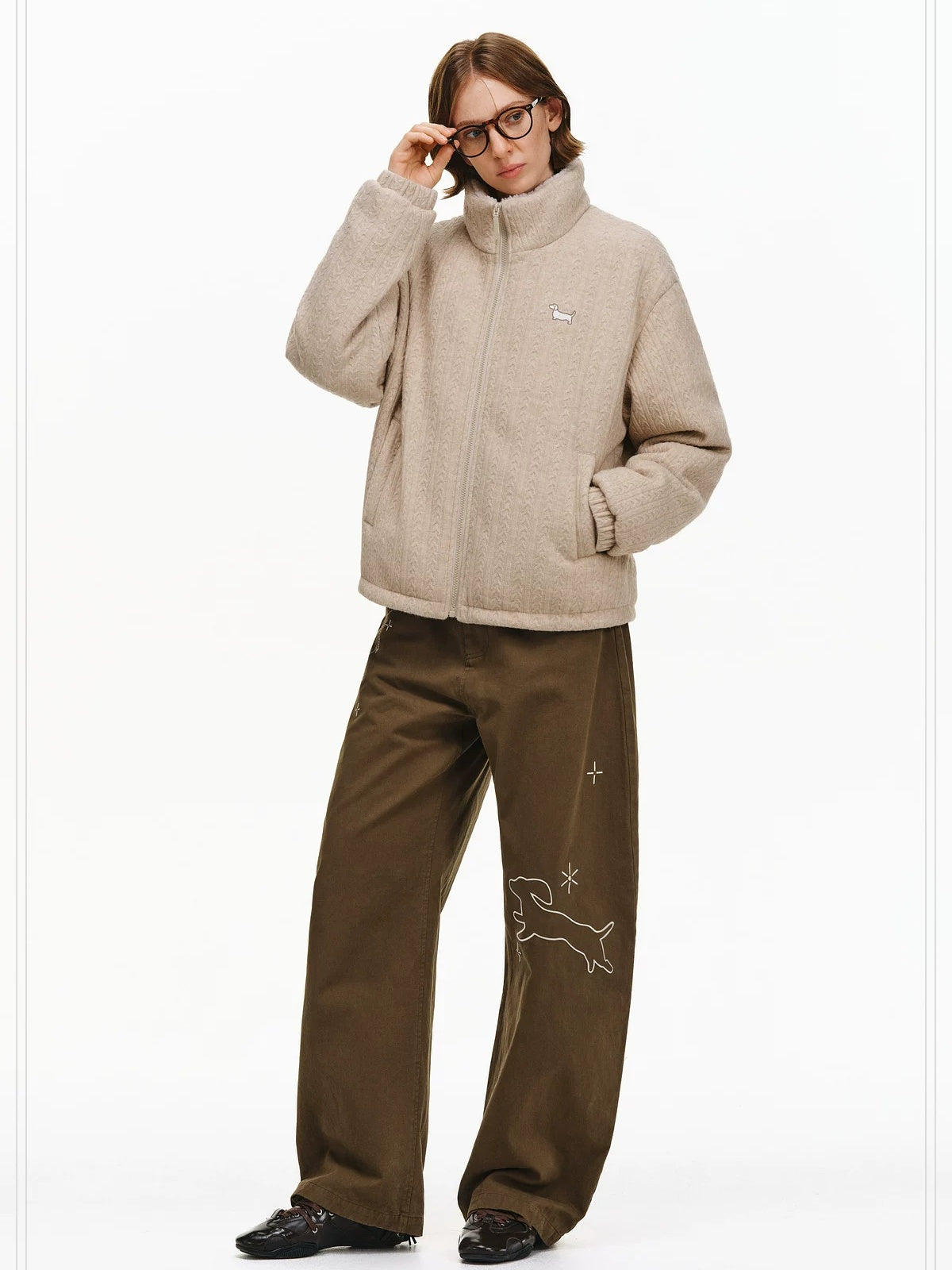 PCLP 100 Percent Cotton Mid Rise Button Fly Loose Wide Leg Animal Print Women Pants