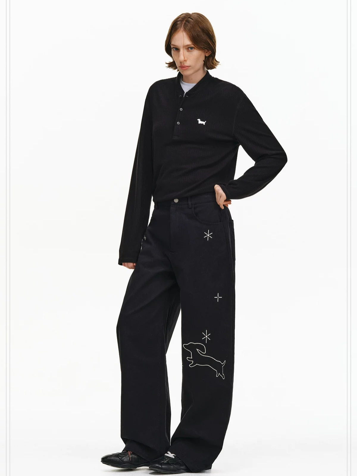 PCLP 100 Percent Cotton Mid Rise Button Fly Loose Wide Leg Animal Print Women Pants