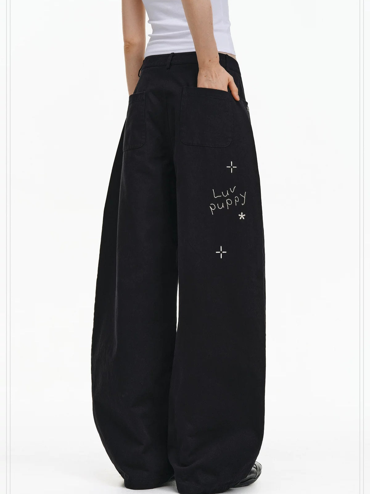 PCLP 100 Percent Cotton Mid Rise Button Fly Loose Wide Leg Animal Print Women Pants