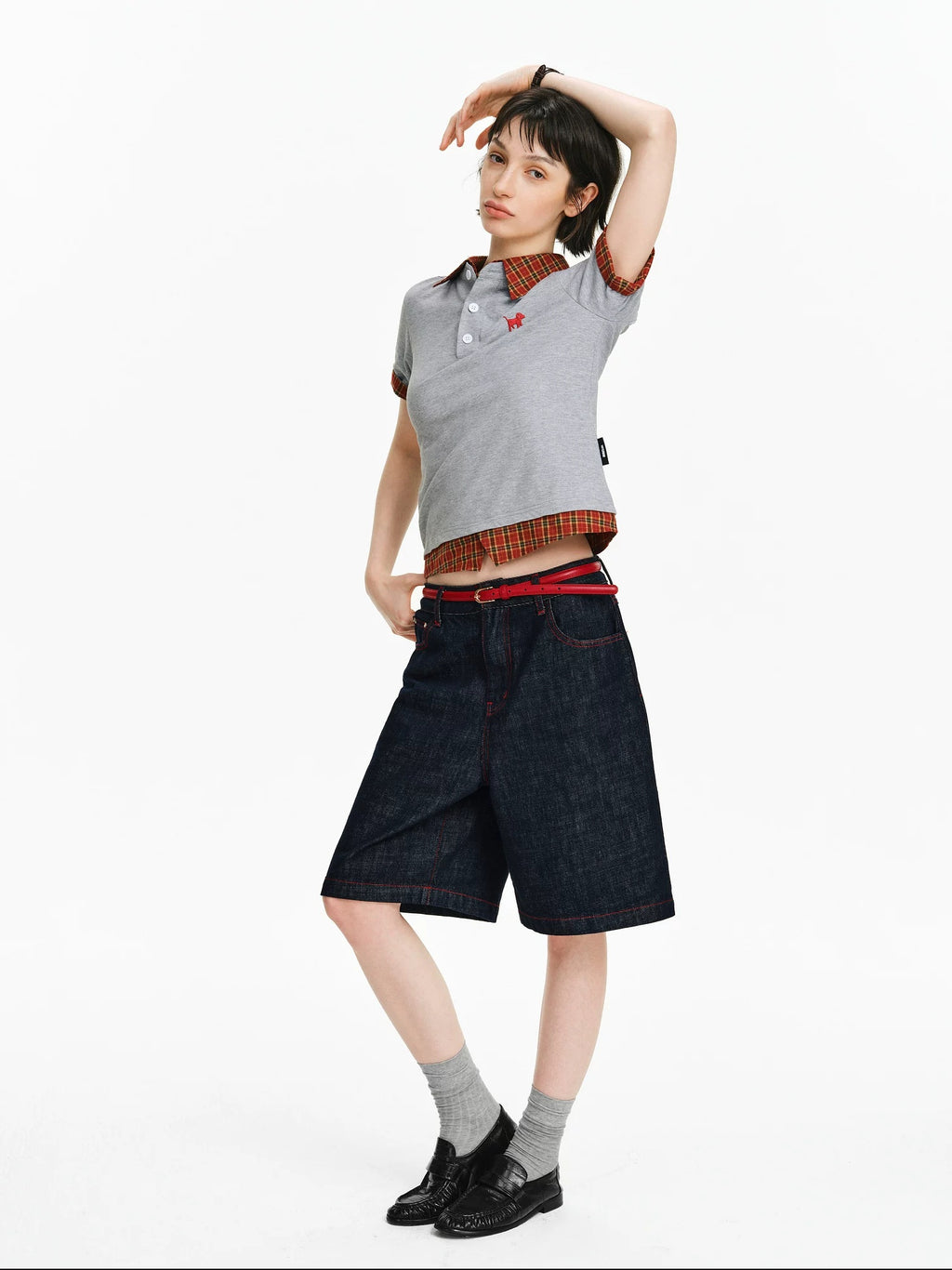 PCLP 100 Percent Cotton Relaxed Mid Rise Knee Length Denim Blue Straight Pants