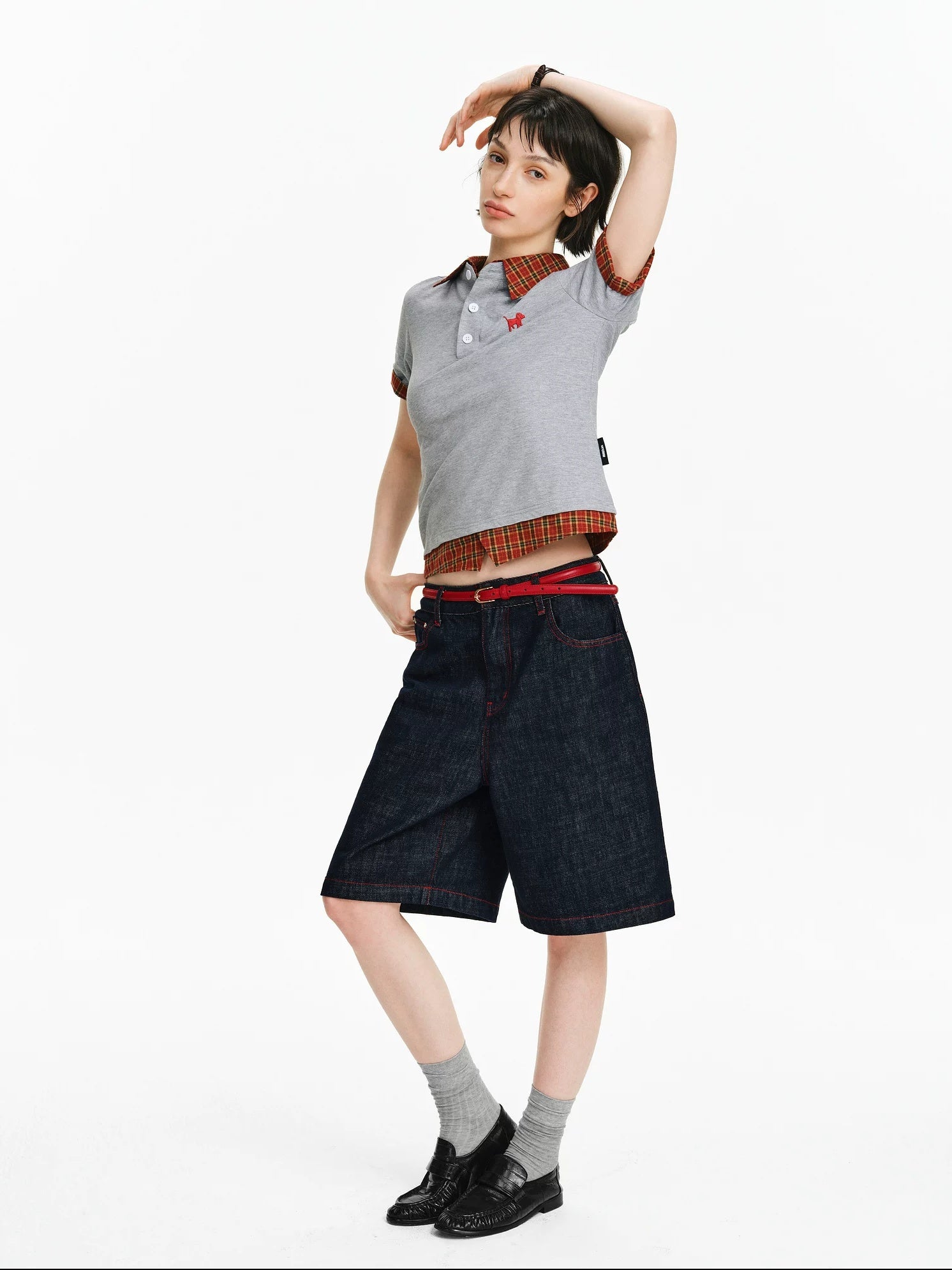 PCLP 100 Percent Cotton Relaxed Mid Rise Knee Length Denim Blue Straight Pants