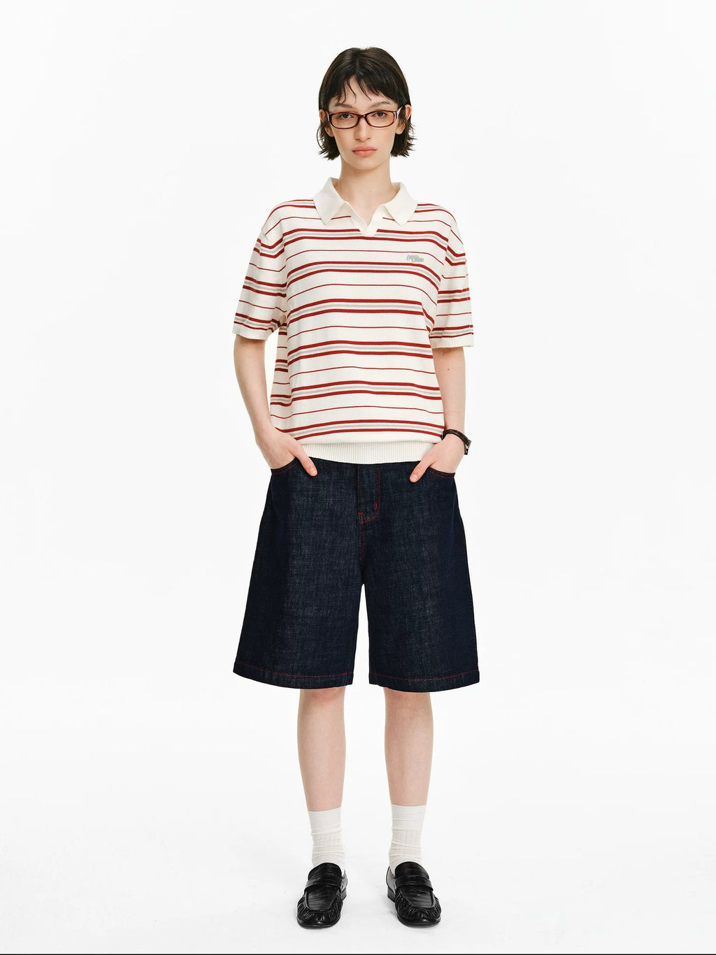 PCLP 100 Percent Cotton Relaxed Mid Rise Knee Length Denim Blue Straight Pants