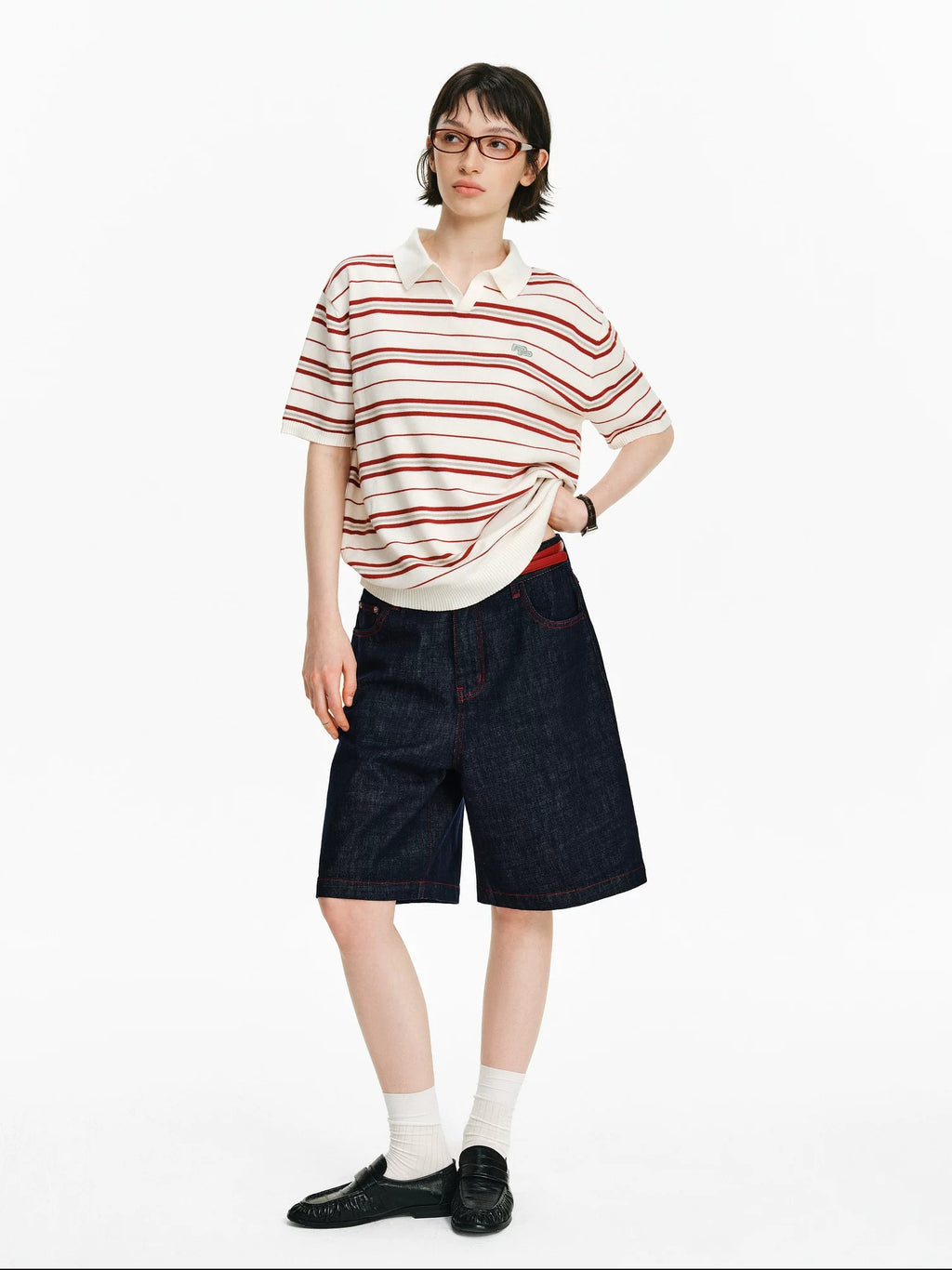 PCLP 100 Percent Cotton Relaxed Mid Rise Knee Length Denim Blue Straight Pants