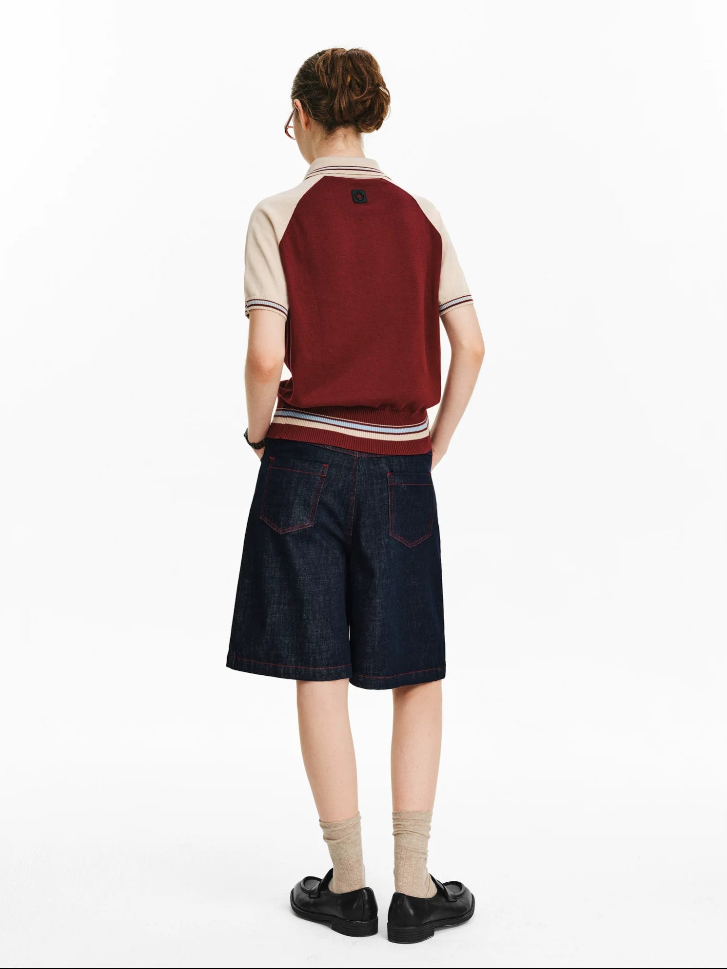 PCLP 100 Percent Cotton Relaxed Mid Rise Knee Length Denim Blue Straight Pants