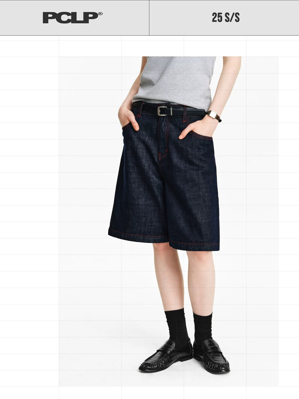 PCLP 100 Percent Cotton Relaxed Mid Rise Knee Length Denim Blue Straight Pants