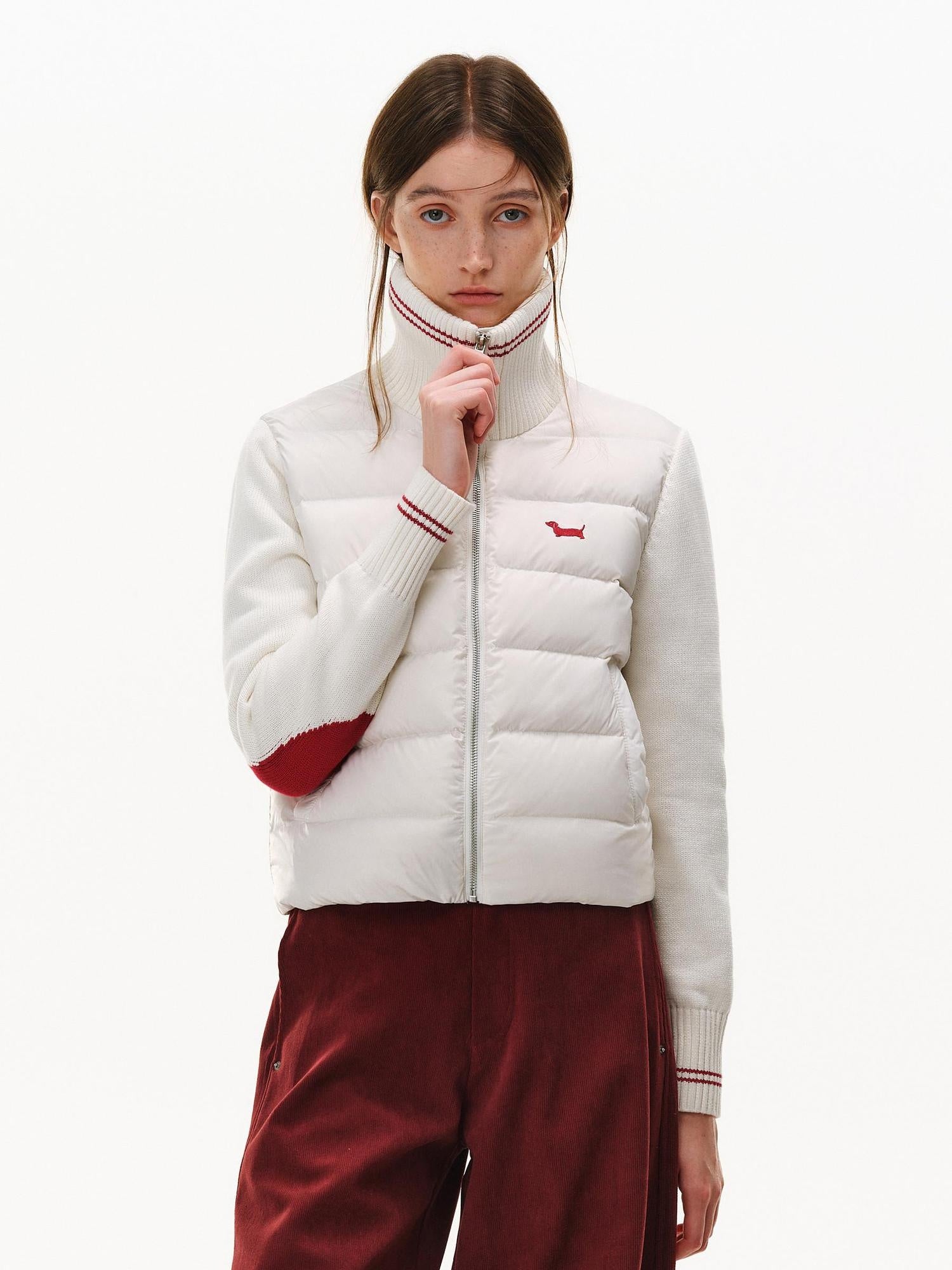 PCLP 85% White Duck Down Embroidered Chivalrous Regular Fit Women Nylon Down Jacket