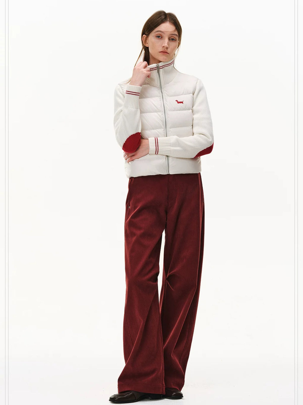 PCLP 85% White Duck Down Embroidered Chivalrous Regular Fit Women Nylon Down Jacket