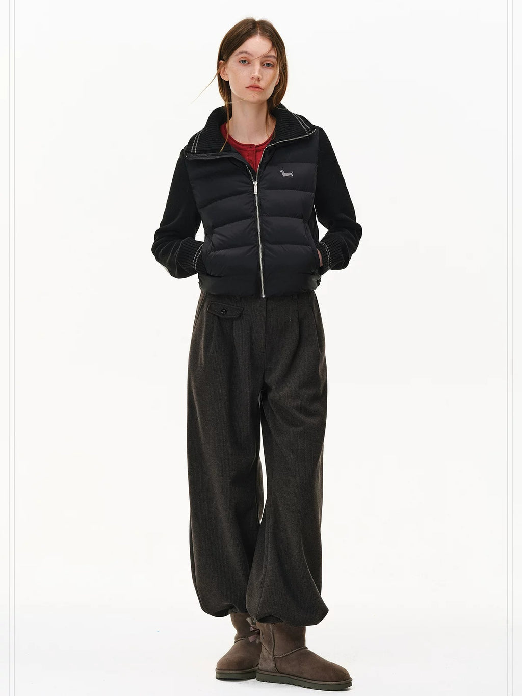 PCLP 85% White Duck Down Embroidered Chivalrous Regular Fit Women Nylon Down Jacket