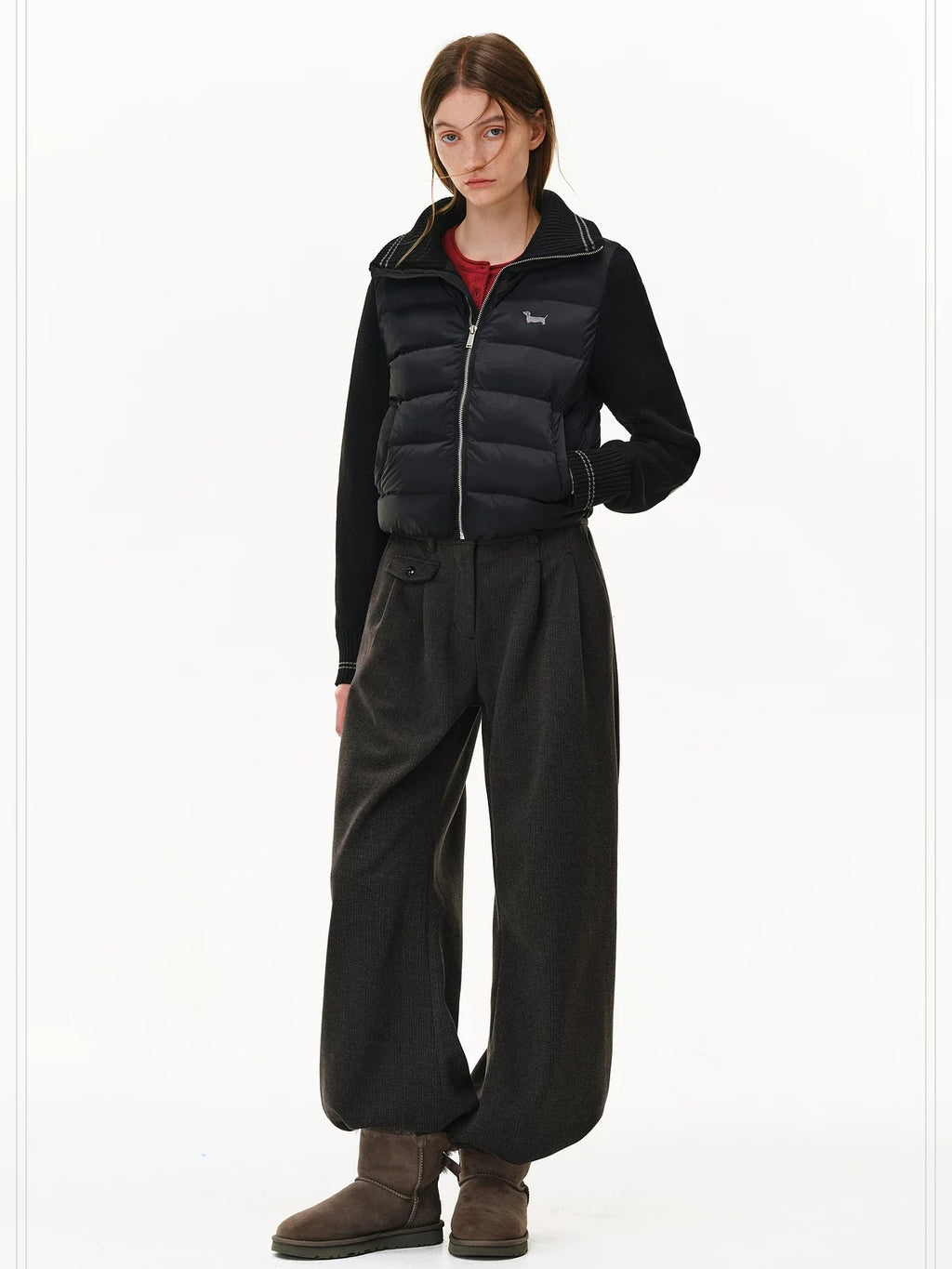 PCLP 85% White Duck Down Embroidered Chivalrous Regular Fit Women Nylon Down Jacket