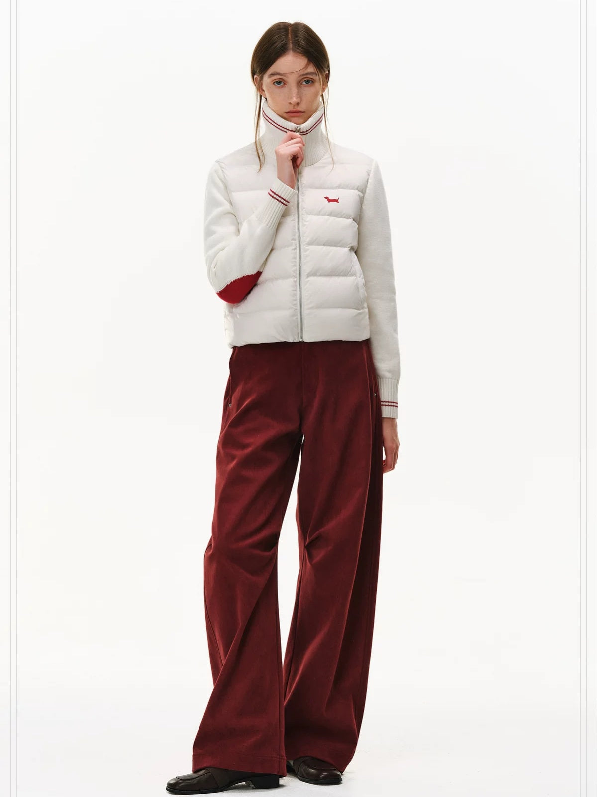 PCLP 85% White Duck Down Embroidered Chivalrous Regular Fit Women Nylon Down Jacket