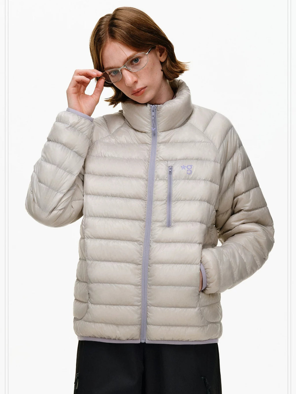 PCLP 90 Percent Duck Down Patchwork Loose Fit Women Daily Zip Down Jacket