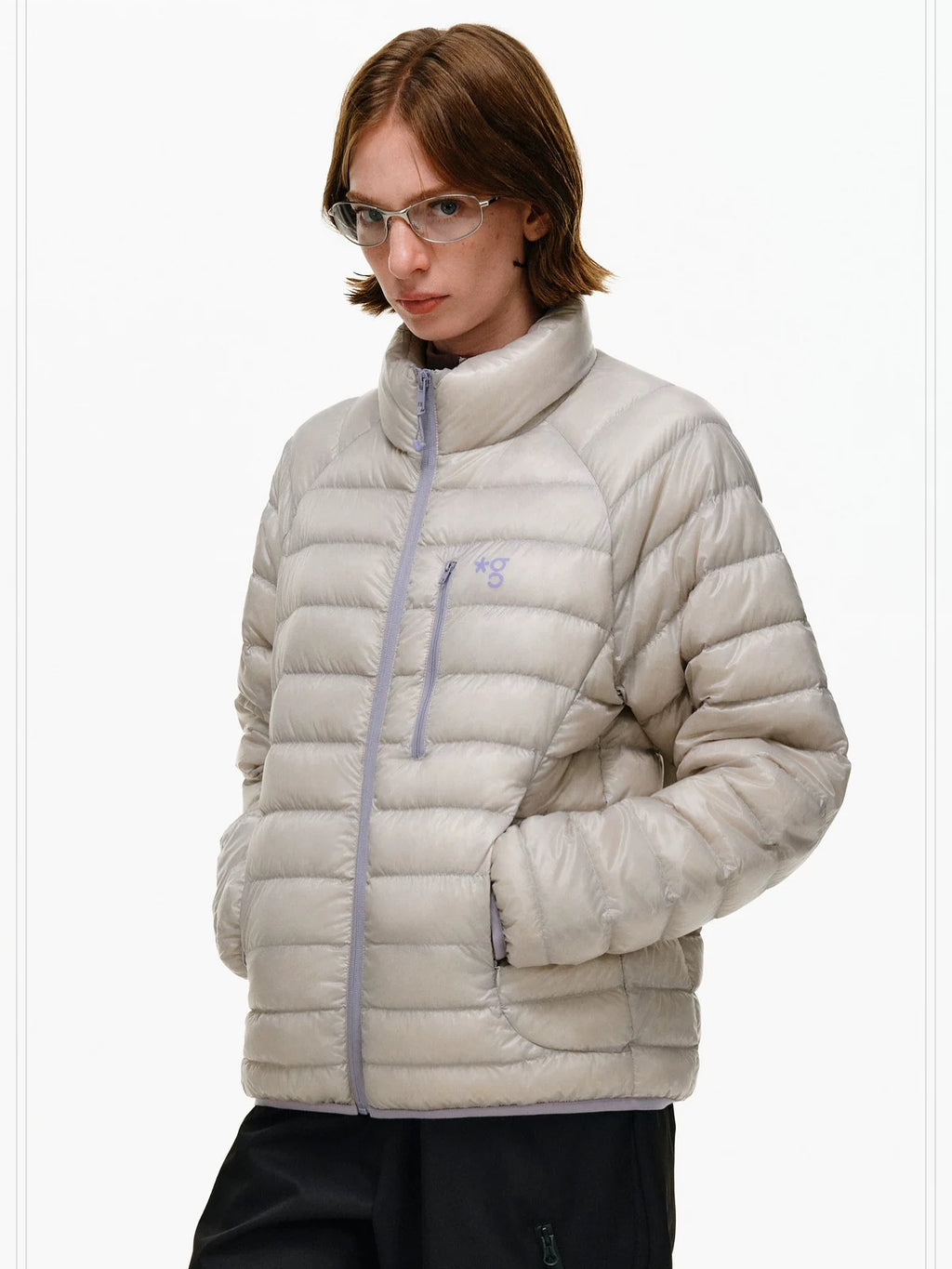 PCLP 90 Percent Duck Down Patchwork Loose Fit Women Daily Zip Down Jacket