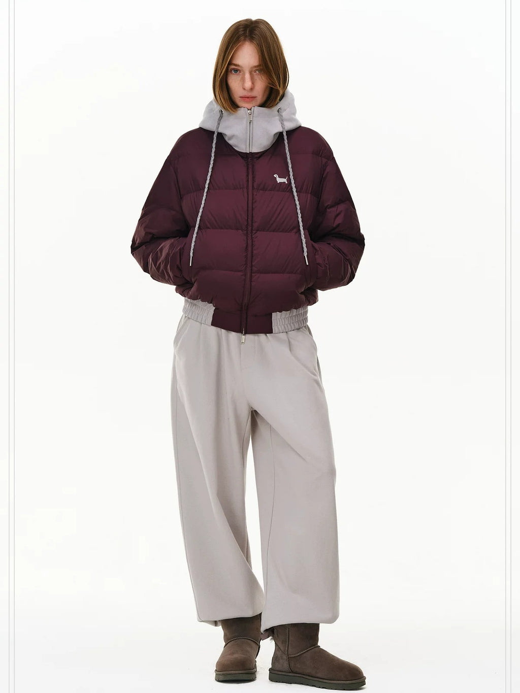 PCLP 90 Percent White Duck Down Patchwork Hooded Women Nylon Regular Fit Down Jacket