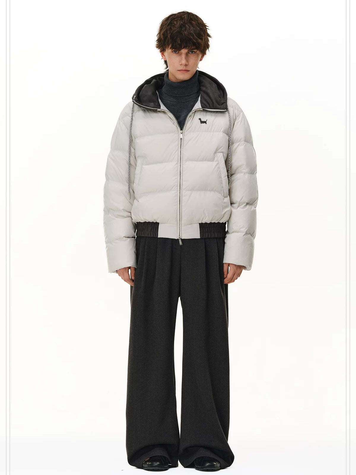 PCLP 90 Percent White Duck Down Patchwork Hooded Women Nylon Regular Fit Down Jacket