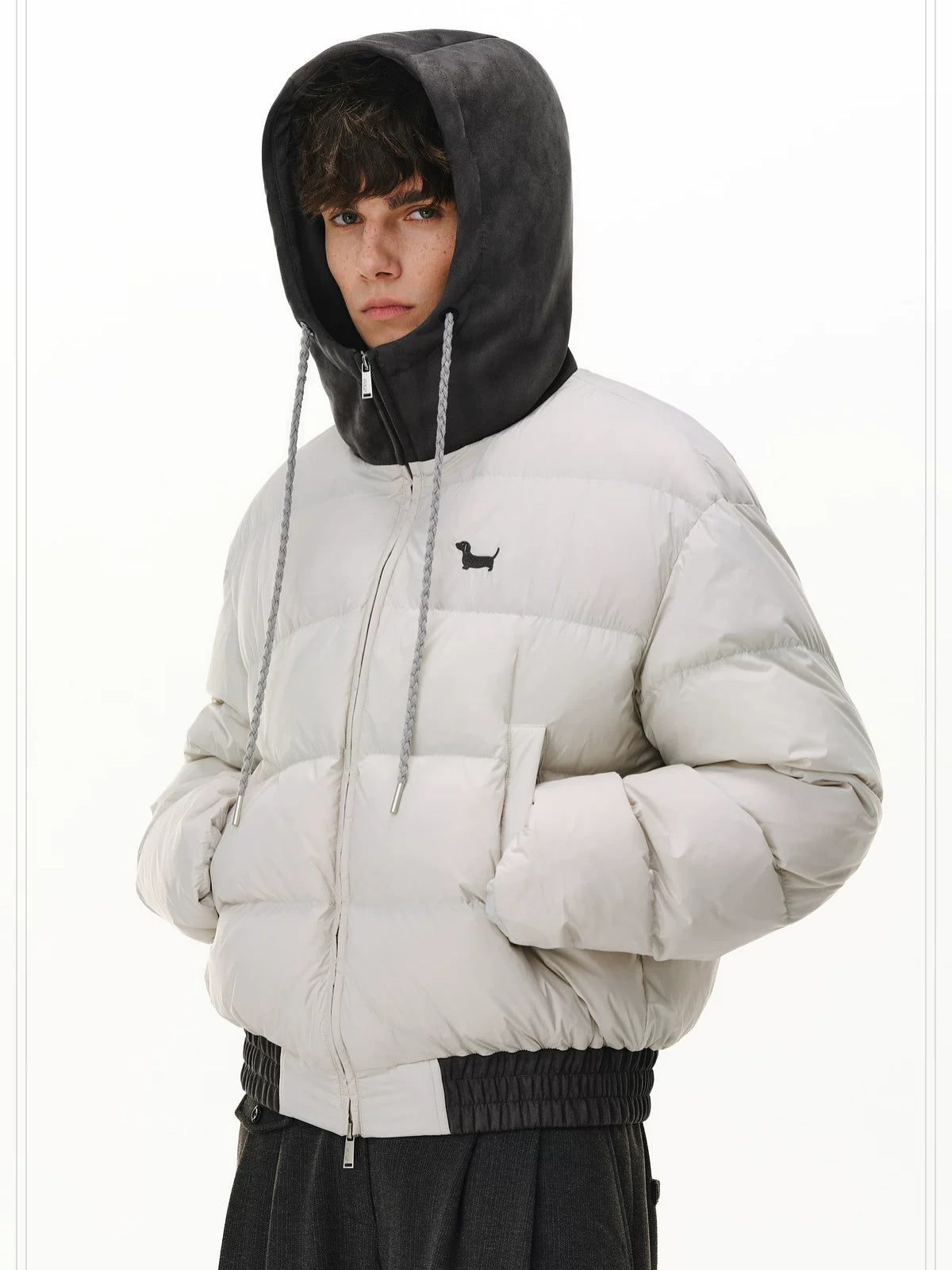 PCLP 90 Percent White Duck Down Patchwork Hooded Women Nylon Regular Fit Down Jacket