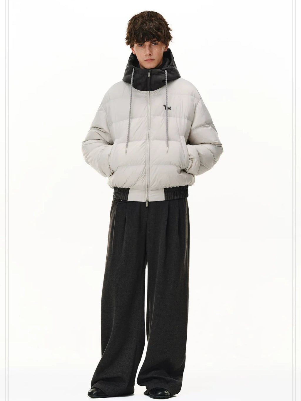 PCLP 90 Percent White Duck Down Patchwork Hooded Women Nylon Regular Fit Down Jacket