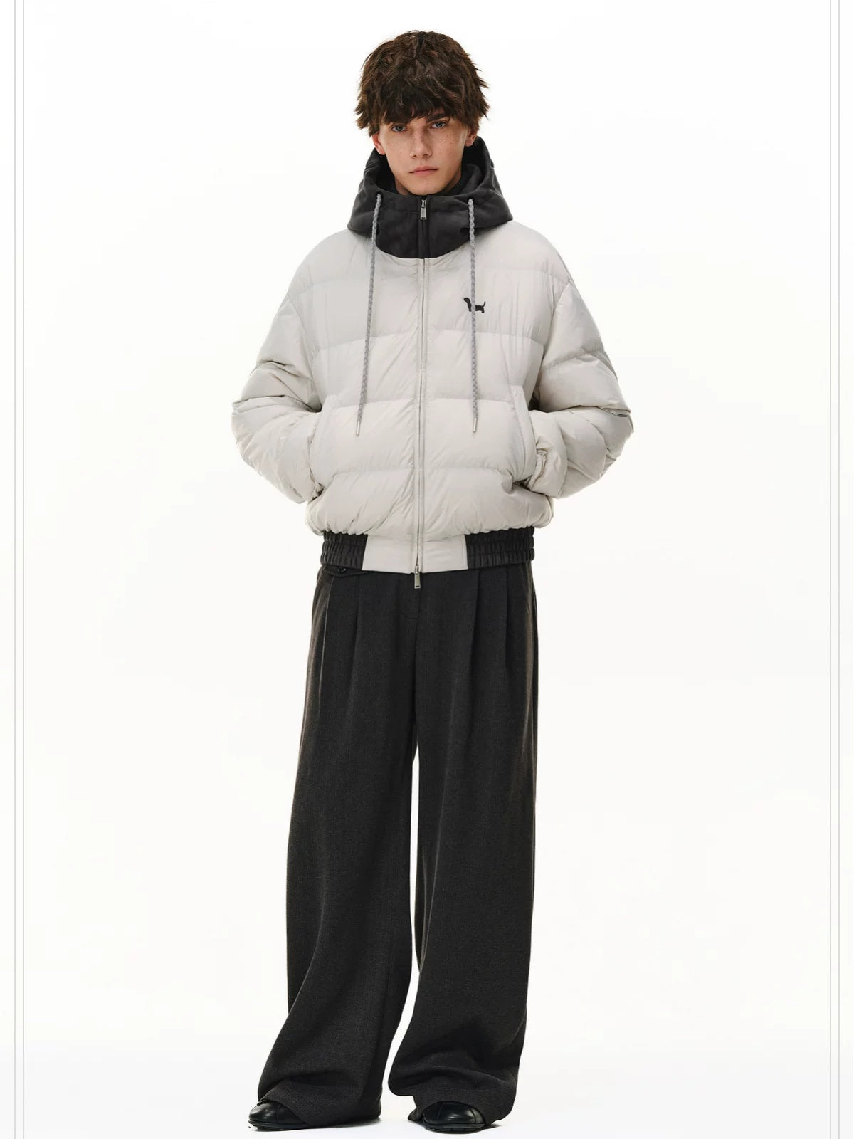 PCLP 90 Percent White Duck Down Patchwork Hooded Women Nylon Regular Fit Down Jacket