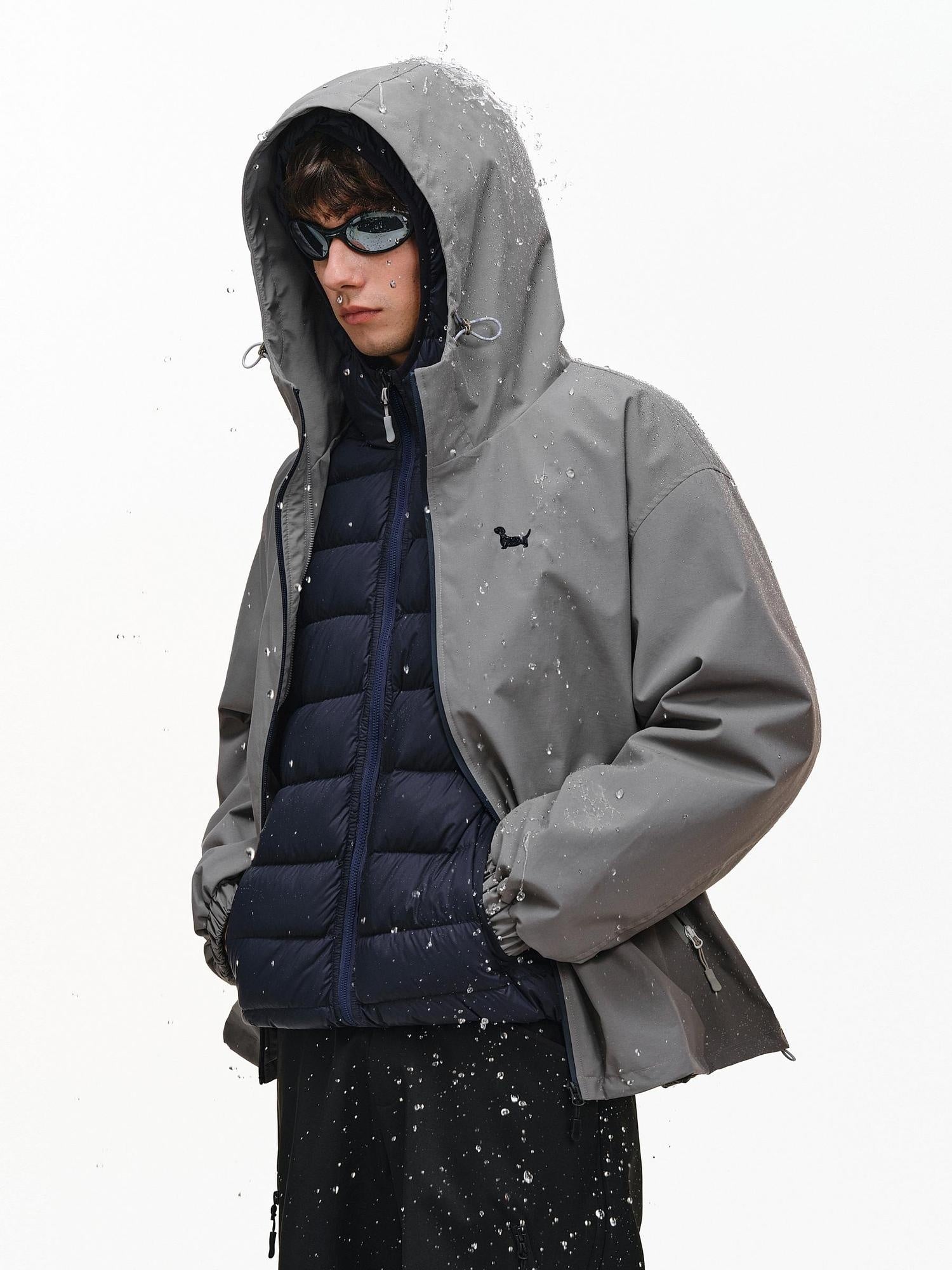 PCLP 90 Percent White Duck Down Patchwork Loose Hooded Warm Waterproof Down Jacket
