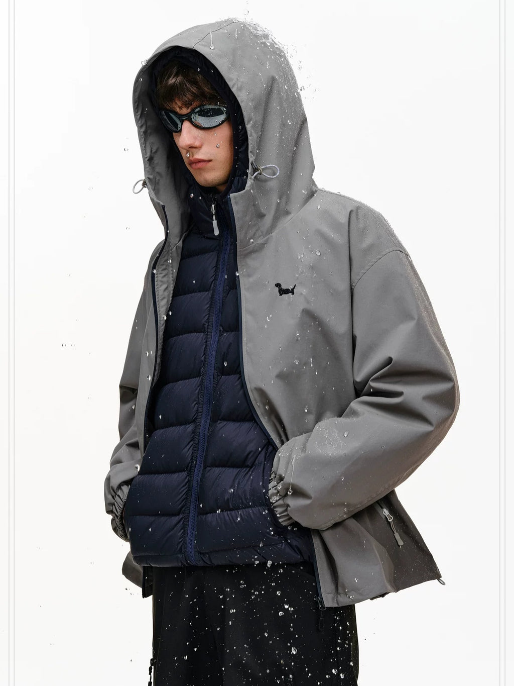 PCLP 90 Percent White Duck Down Patchwork Loose Hooded Warm Waterproof Down Jacket