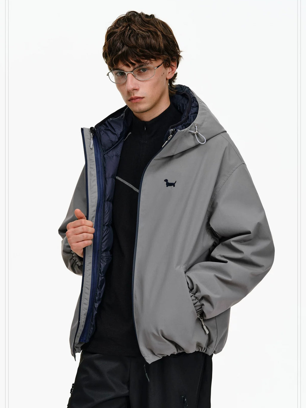 PCLP 90 Percent White Duck Down Patchwork Loose Hooded Warm Waterproof Down Jacket