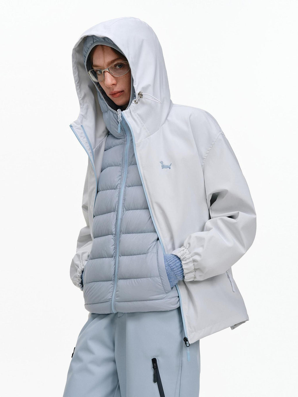 PCLP 90 Percent White Duck Down Patchwork Loose Hooded Warm Waterproof Down Jacket