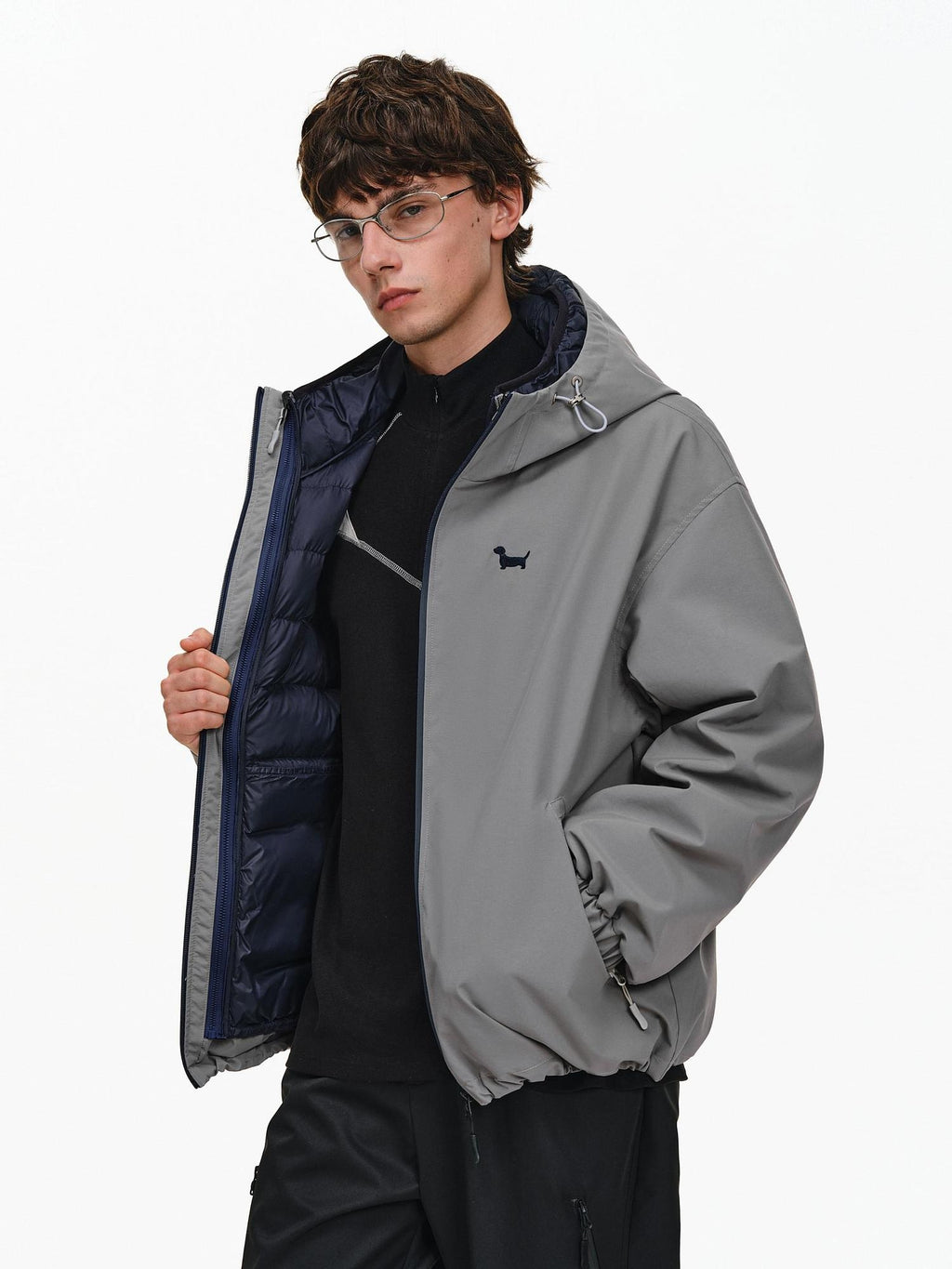 PCLP 90 Percent White Duck Down Patchwork Loose Hooded Warm Waterproof Down Jacket