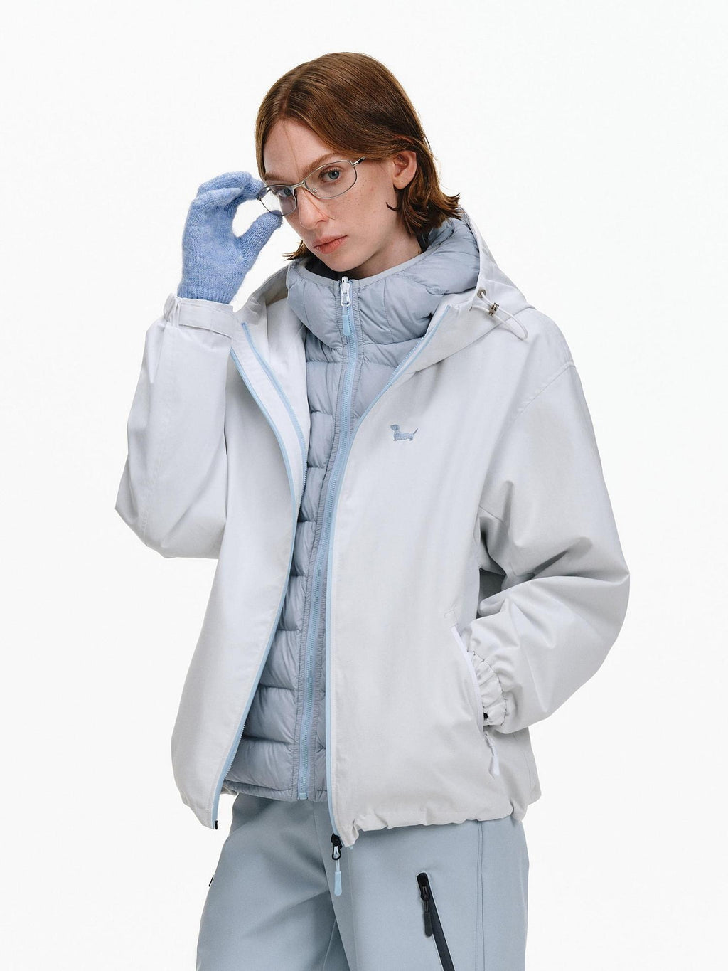 PCLP 90 Percent White Duck Down Patchwork Loose Hooded Warm Waterproof Down Jacket