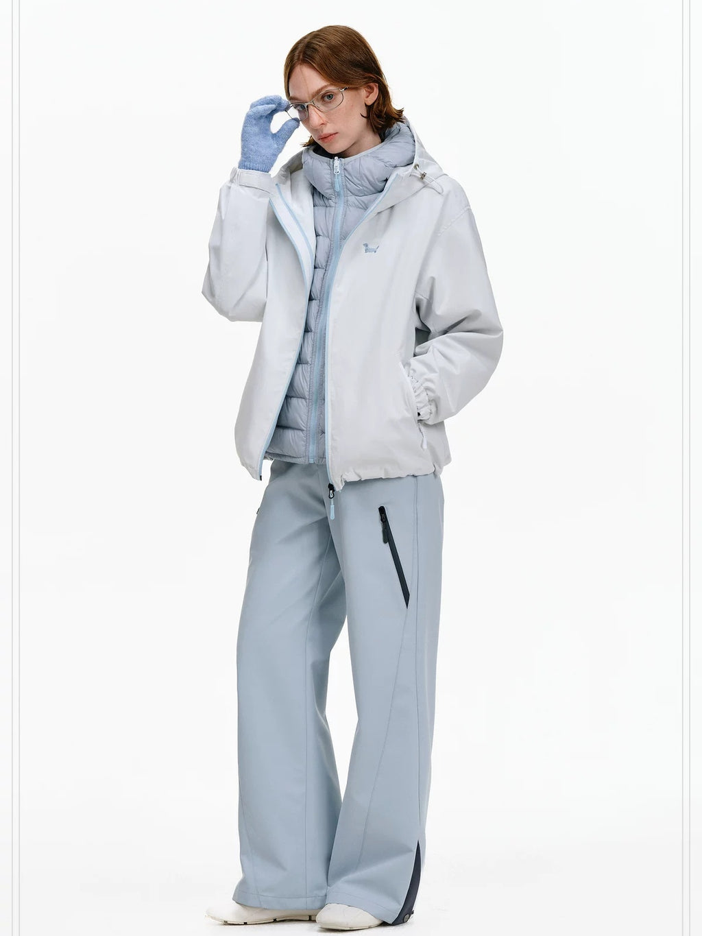 PCLP 90 Percent White Duck Down Patchwork Loose Hooded Warm Waterproof Down Jacket