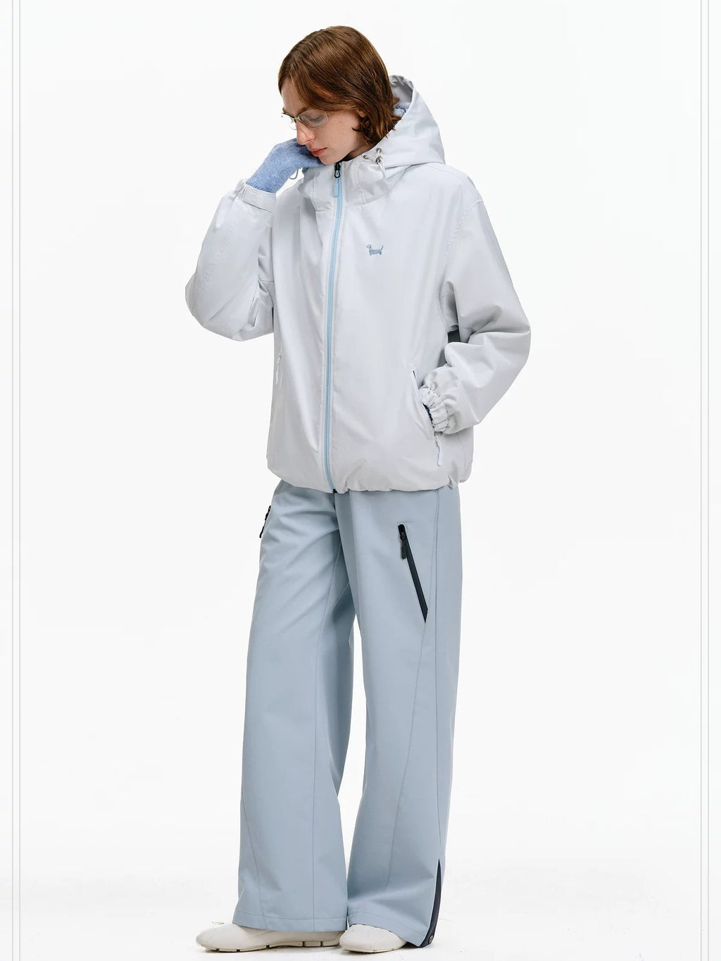 PCLP 90 Percent White Duck Down Patchwork Loose Hooded Warm Waterproof Down Jacket