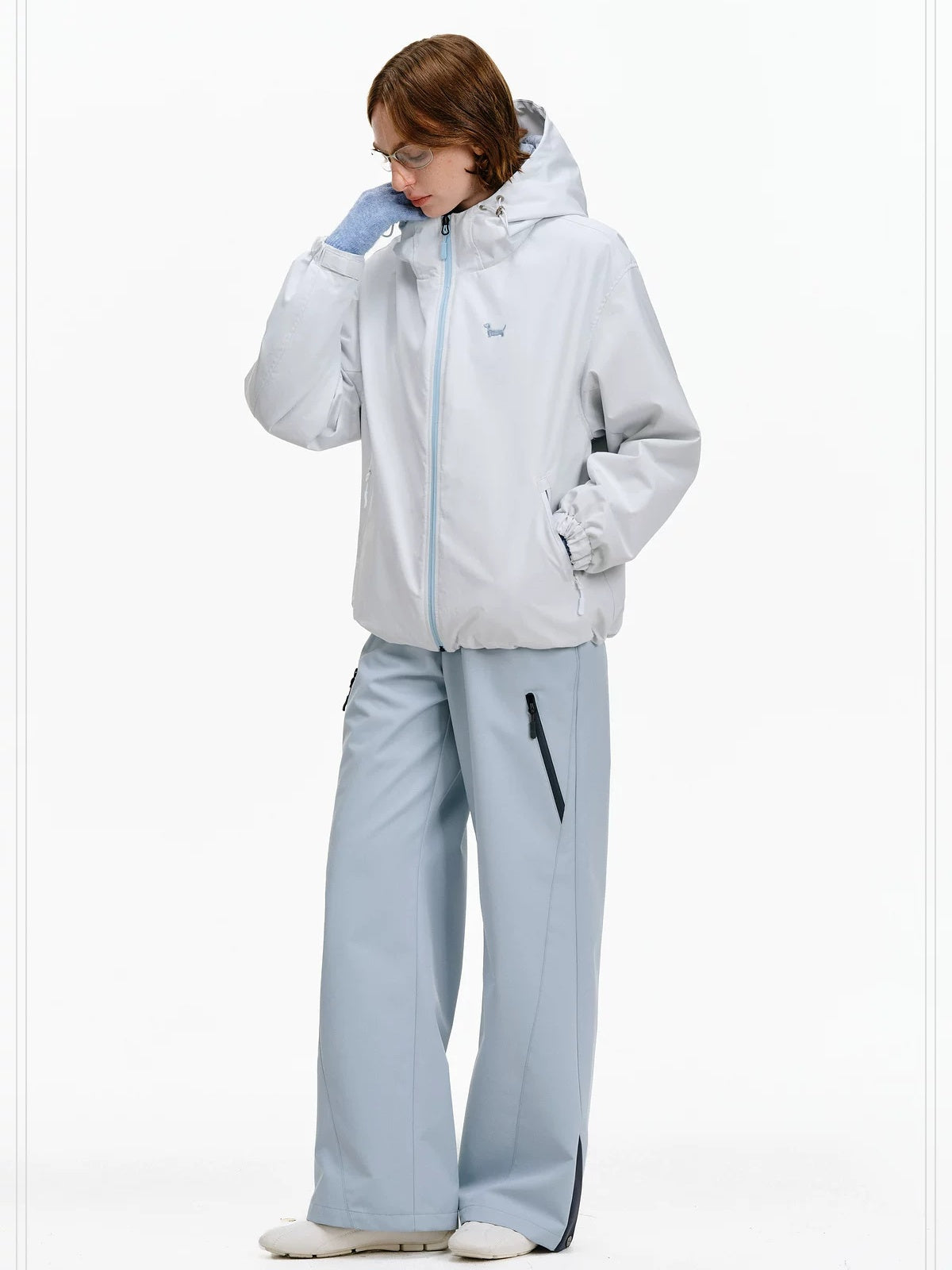 PCLP 90 Percent White Duck Down Patchwork Loose Hooded Warm Waterproof Down Jacket