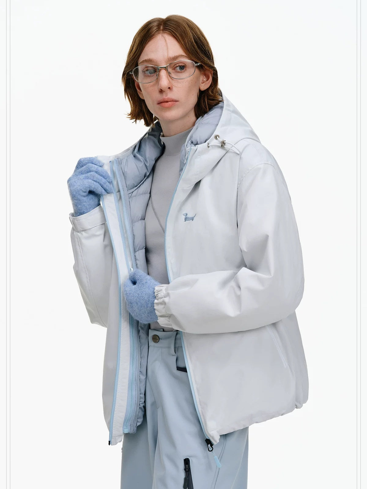 PCLP 90 Percent White Duck Down Patchwork Loose Hooded Warm Waterproof Down Jacket