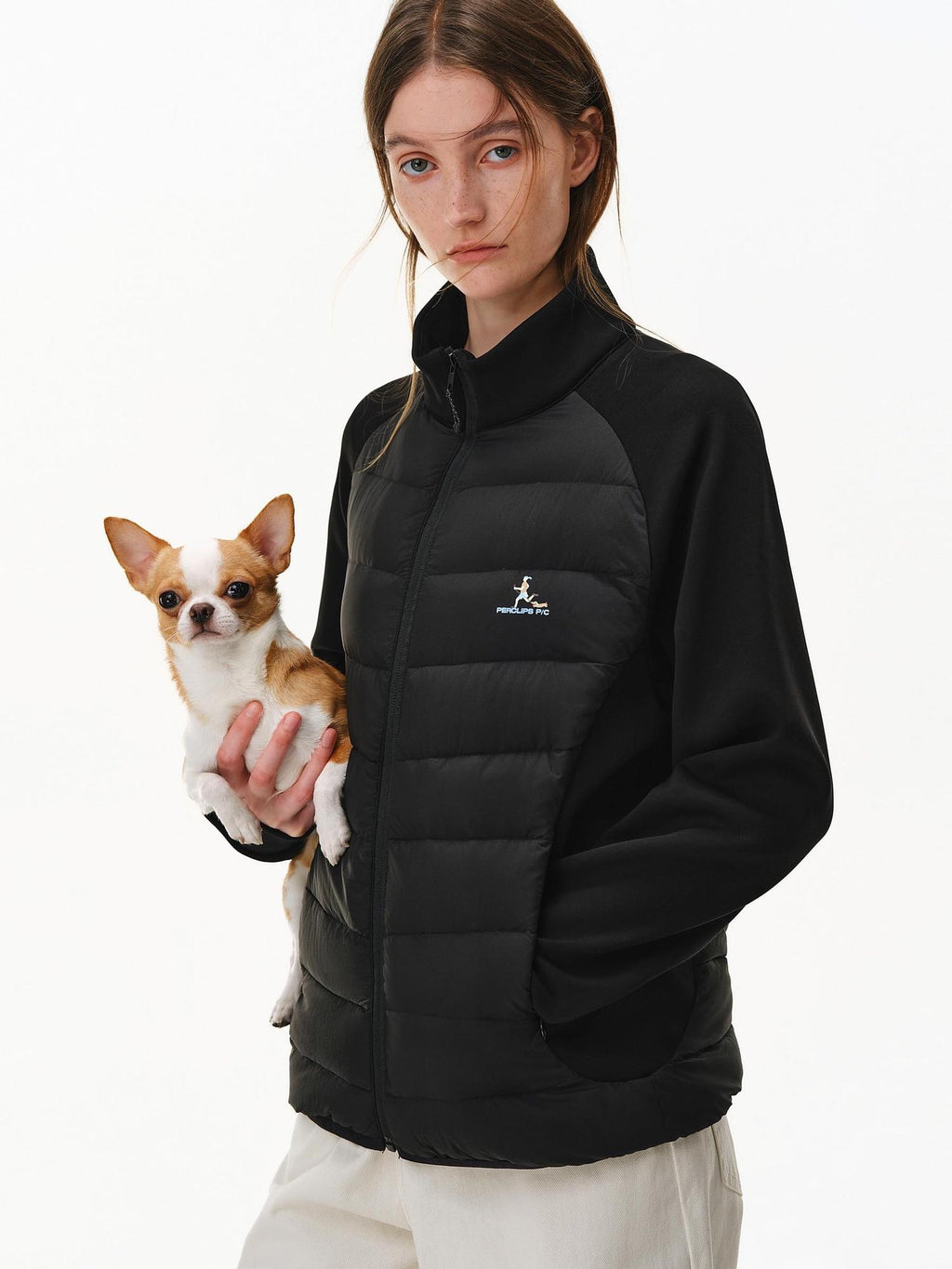 PCLP 90 Percent White Duck Down Slim Patchwork Stand Collar Women Casual Down Jacket