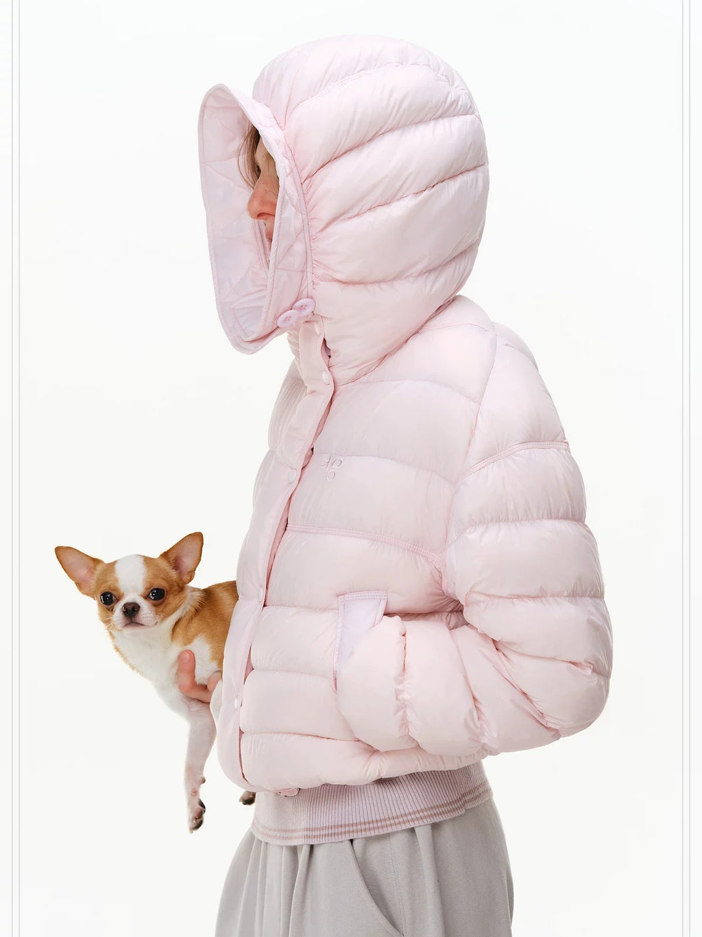 PCLP 90% White Duck Down Hooded Embroidered Artistic Geometric Women Down Jacket