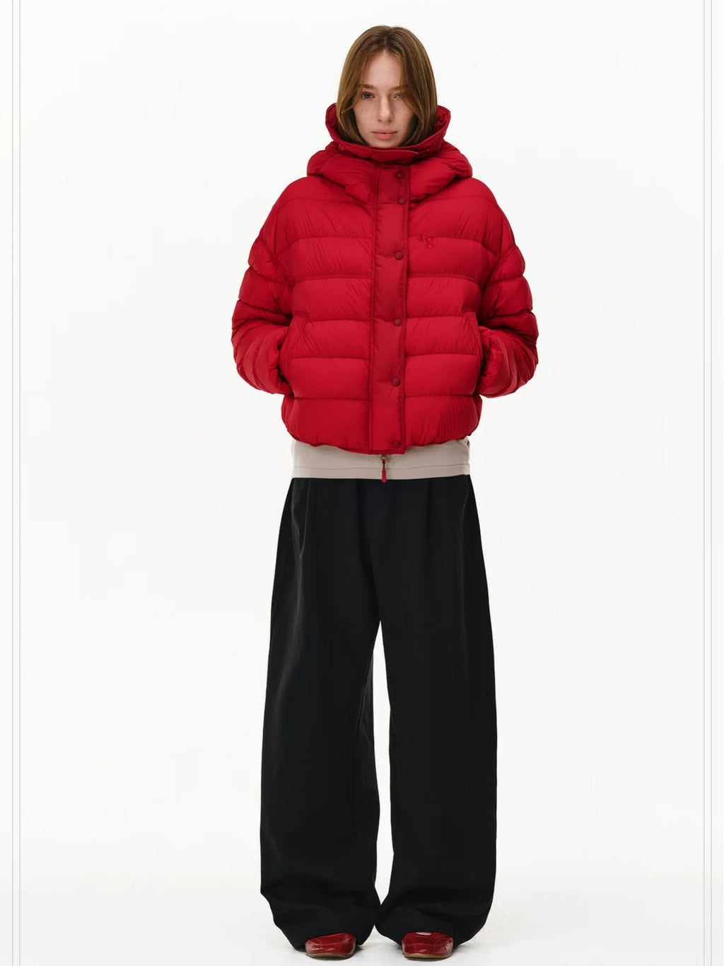 PCLP 90% White Duck Down Hooded Embroidered Artistic Geometric Women Down Jacket