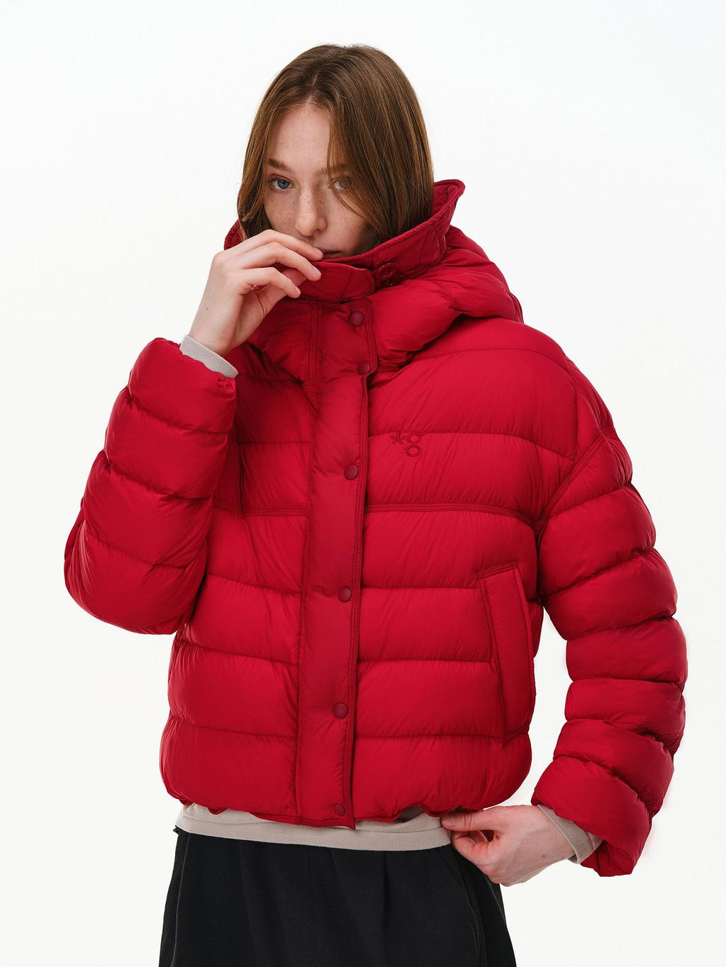 PCLP 90% White Duck Down Hooded Embroidered Artistic Geometric Women Down Jacket