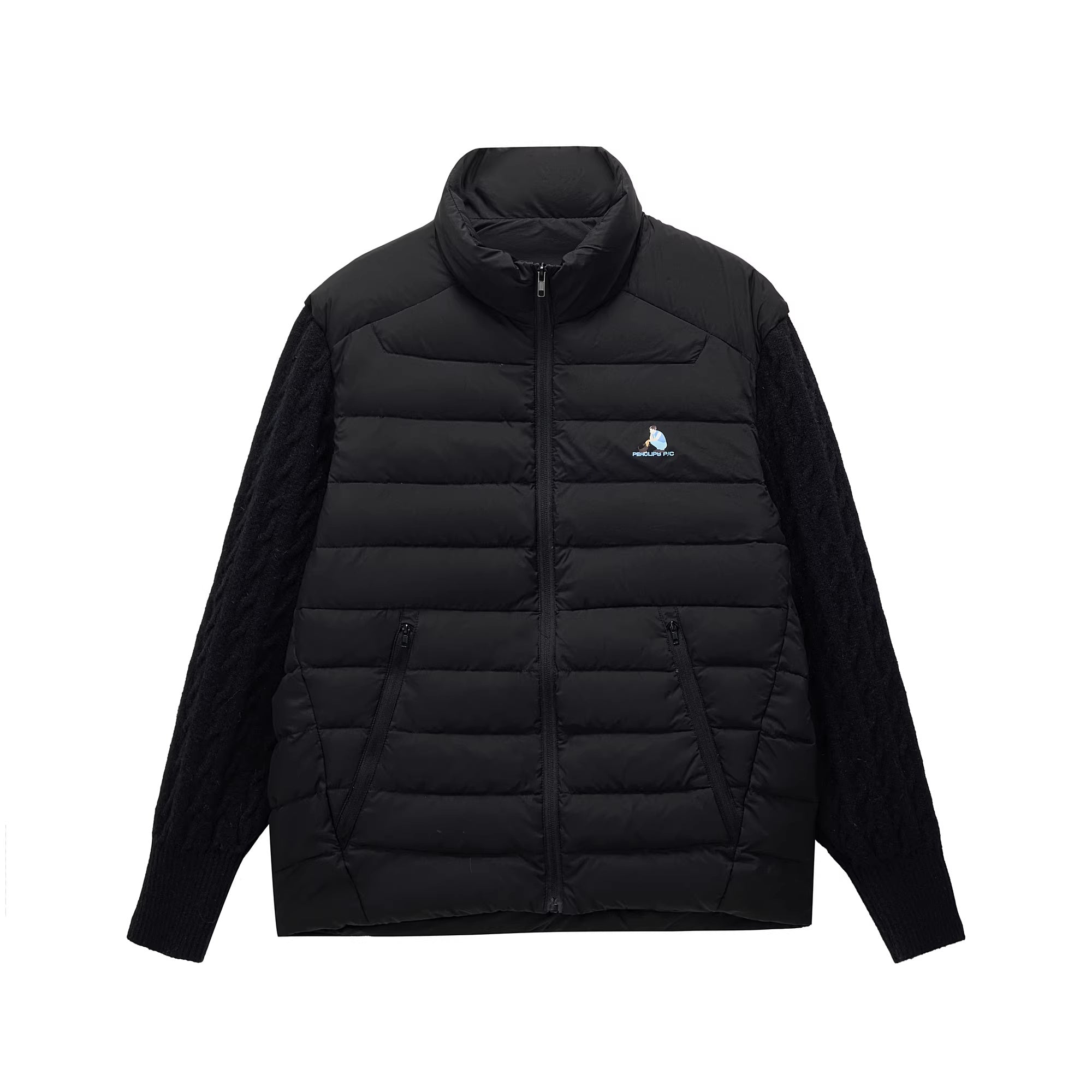 PCLP_90%_White_Duck_Down_Spliced_Geometric_Youth_Regular_Fit_Women_Nylon_Down_Jacket_MISSTT