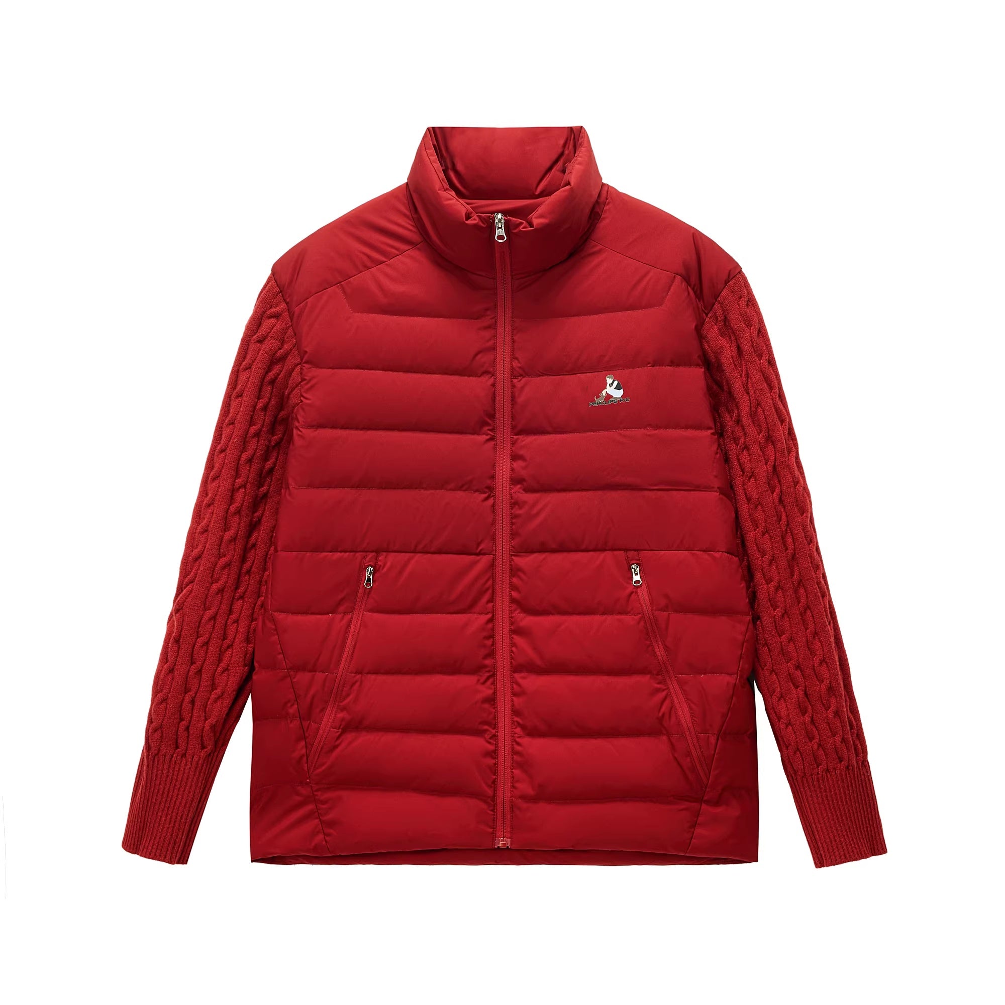 PCLP_90%_White_Duck_Down_Spliced_Geometric_Youth_Regular_Fit_Women_Nylon_Down_Jacket_MISSTT