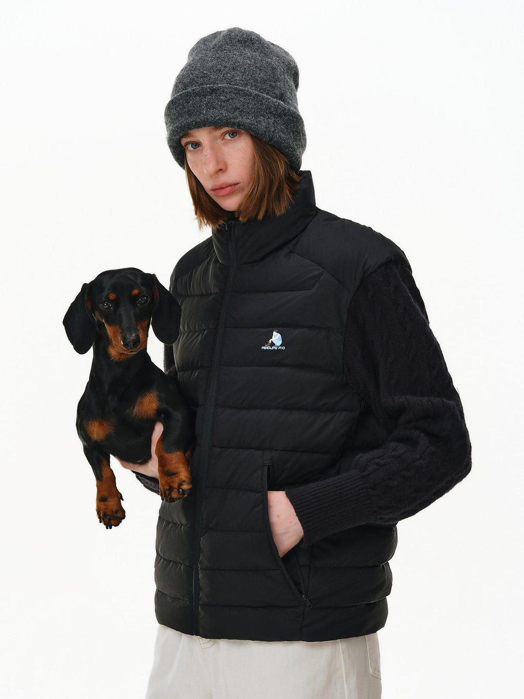 PCLP 90% White Duck Down Spliced Geometric Youth Regular Fit Women Nylon Down Jacket