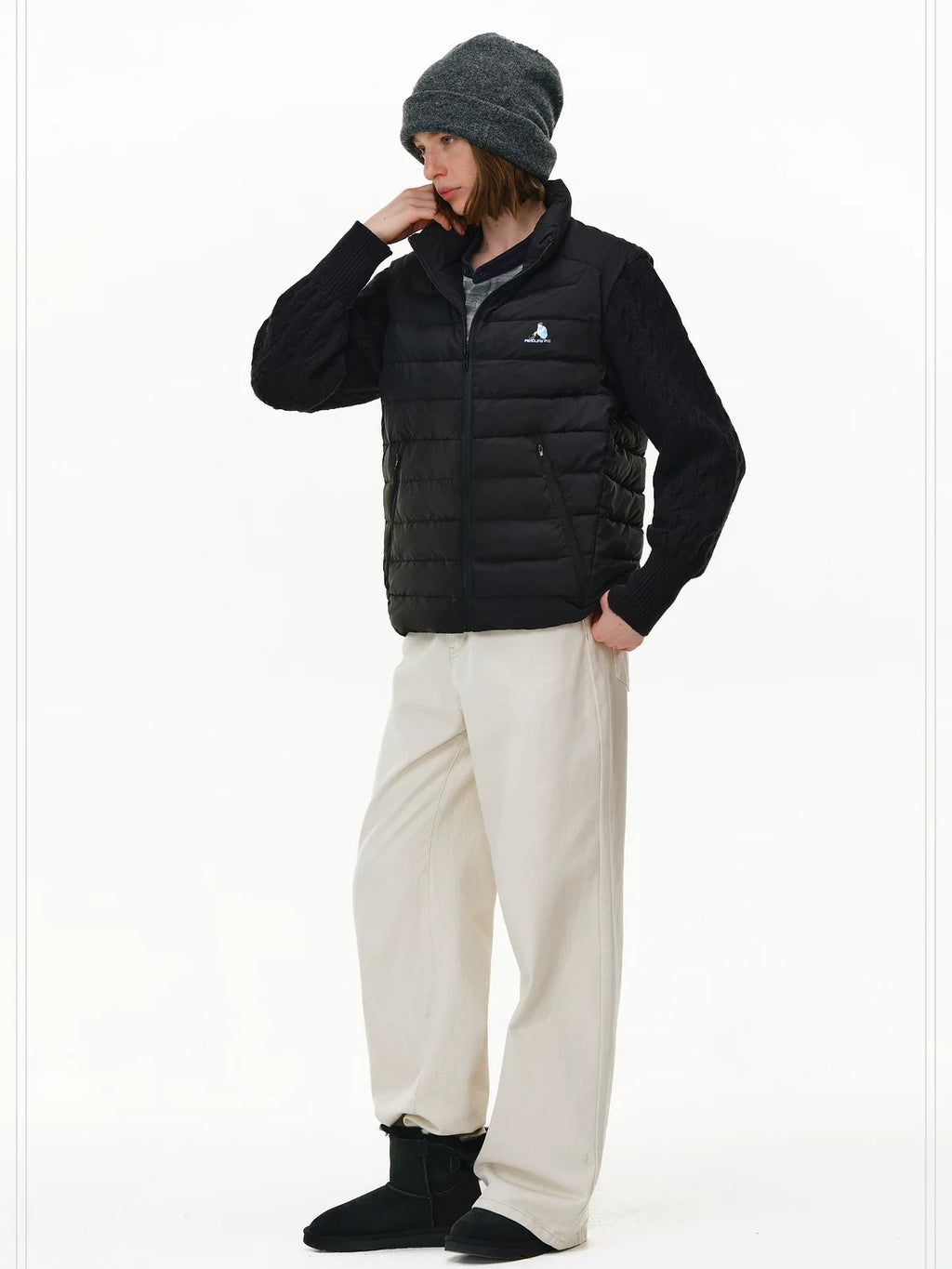 PCLP 90% White Duck Down Spliced Geometric Youth Regular Fit Women Nylon Down Jacket