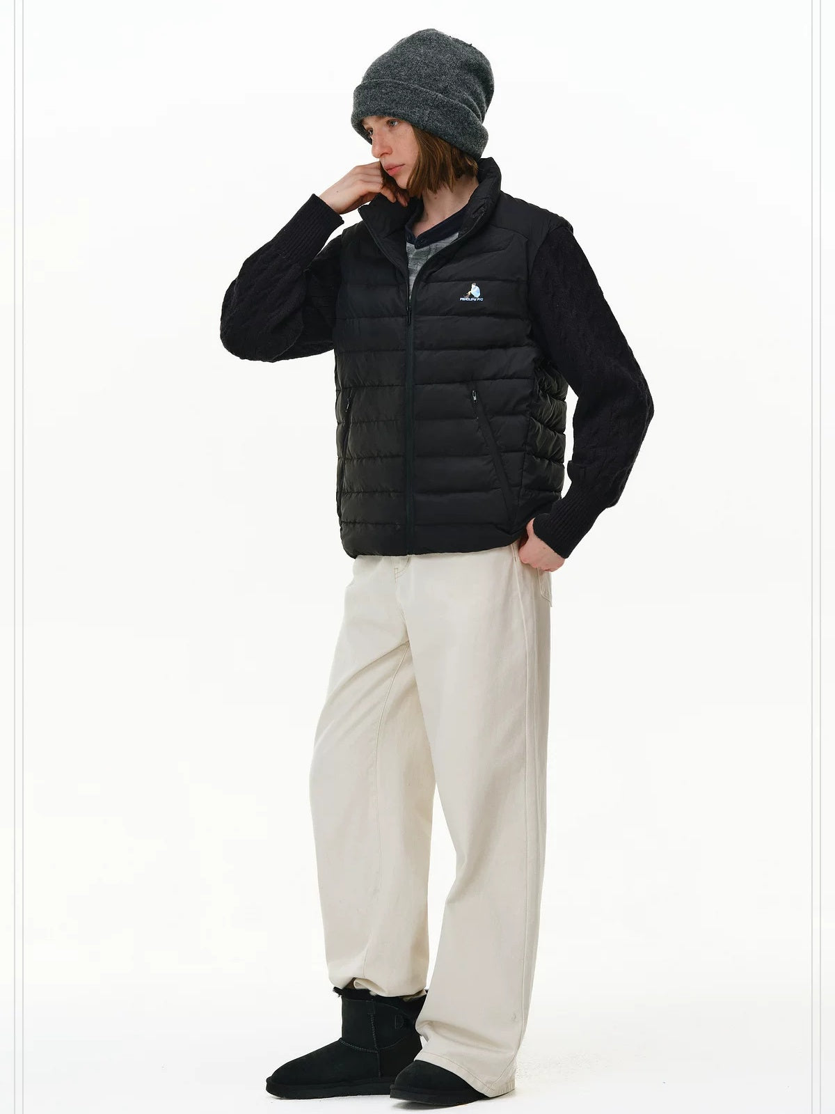 PCLP 90% White Duck Down Spliced Geometric Youth Regular Fit Women Nylon Down Jacket