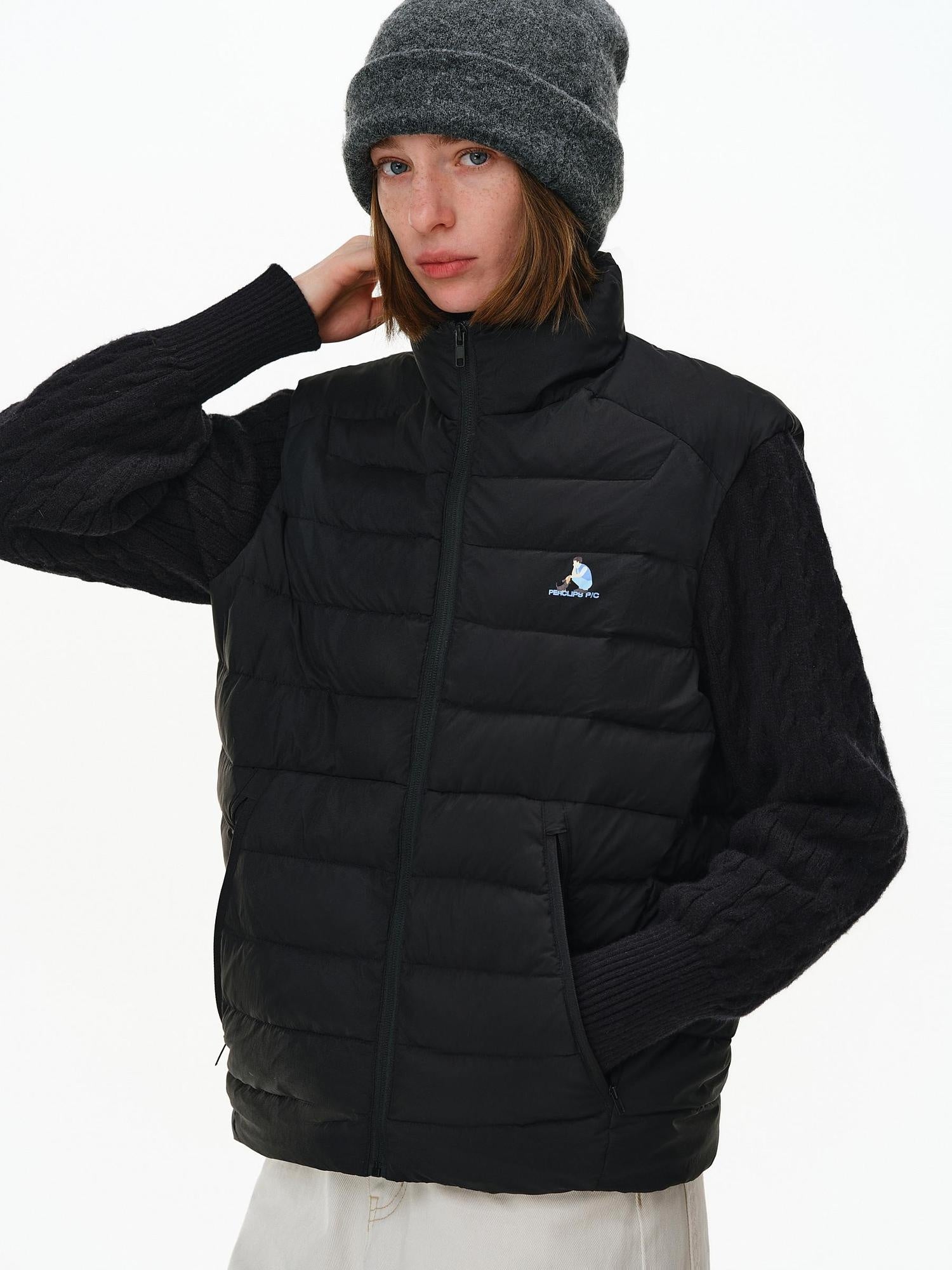 PCLP 90% White Duck Down Spliced Geometric Youth Regular Fit Women Nylon Down Jacket