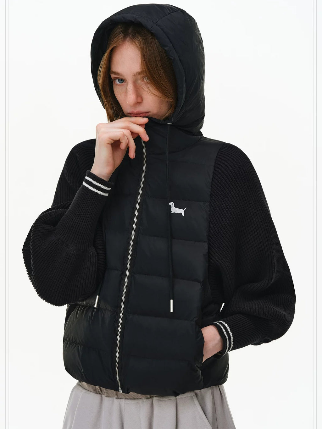 PCLP 90% White Duck Down Tech Hooded Regular Fit Washable Nylon Zipper Down Jacket