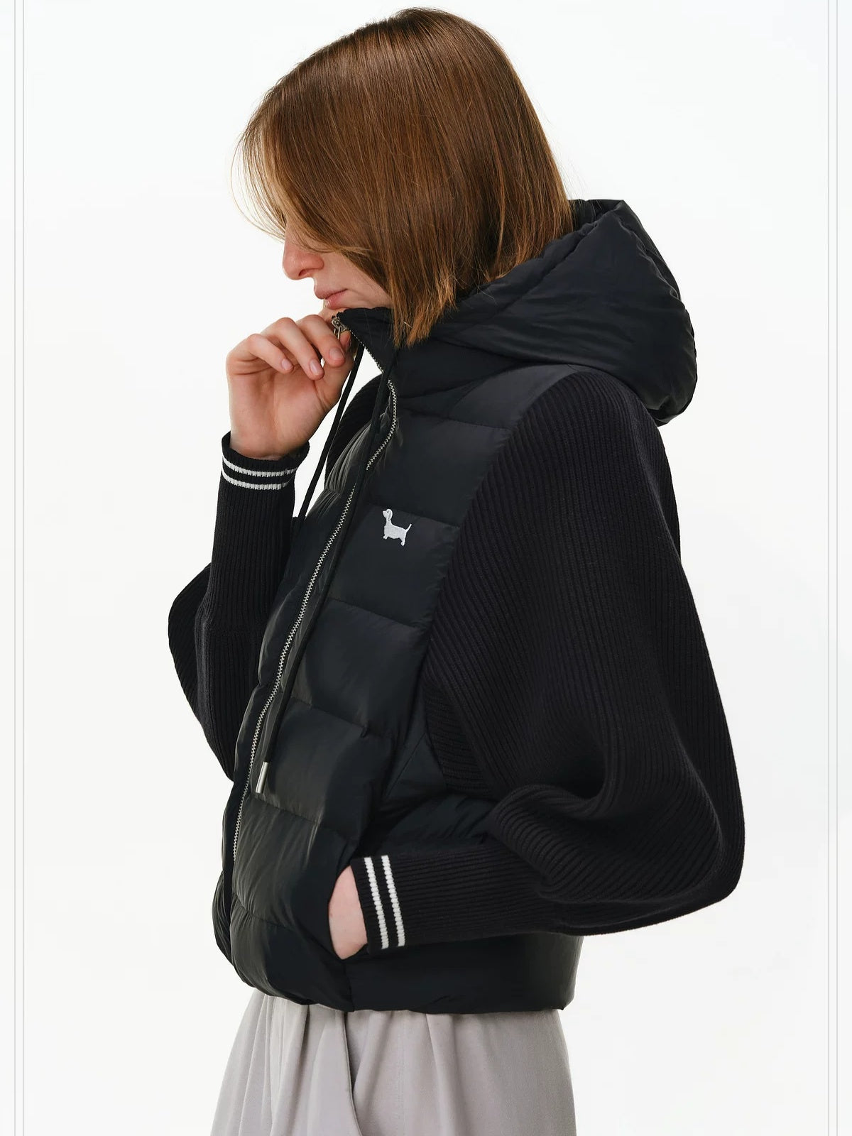 PCLP 90% White Duck Down Tech Hooded Regular Fit Washable Nylon Zipper Down Jacket