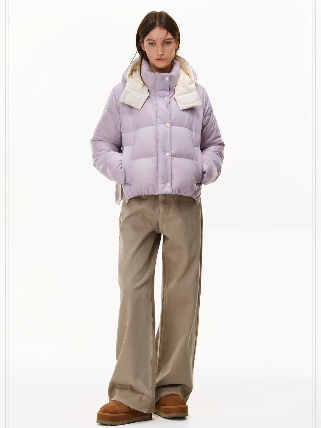 PCLP 90% White Duck Down Thick Breathable Hooded French Style Women Zip Down Jacket